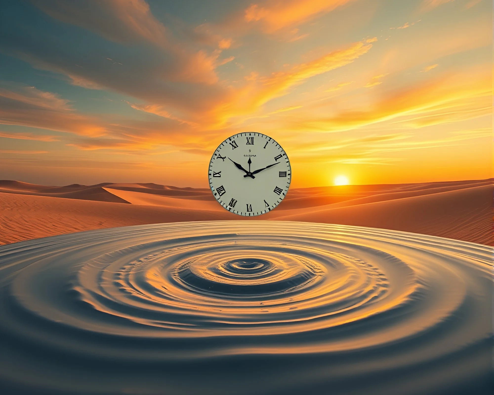 Sands of Time: Desert Clock Whirlpool