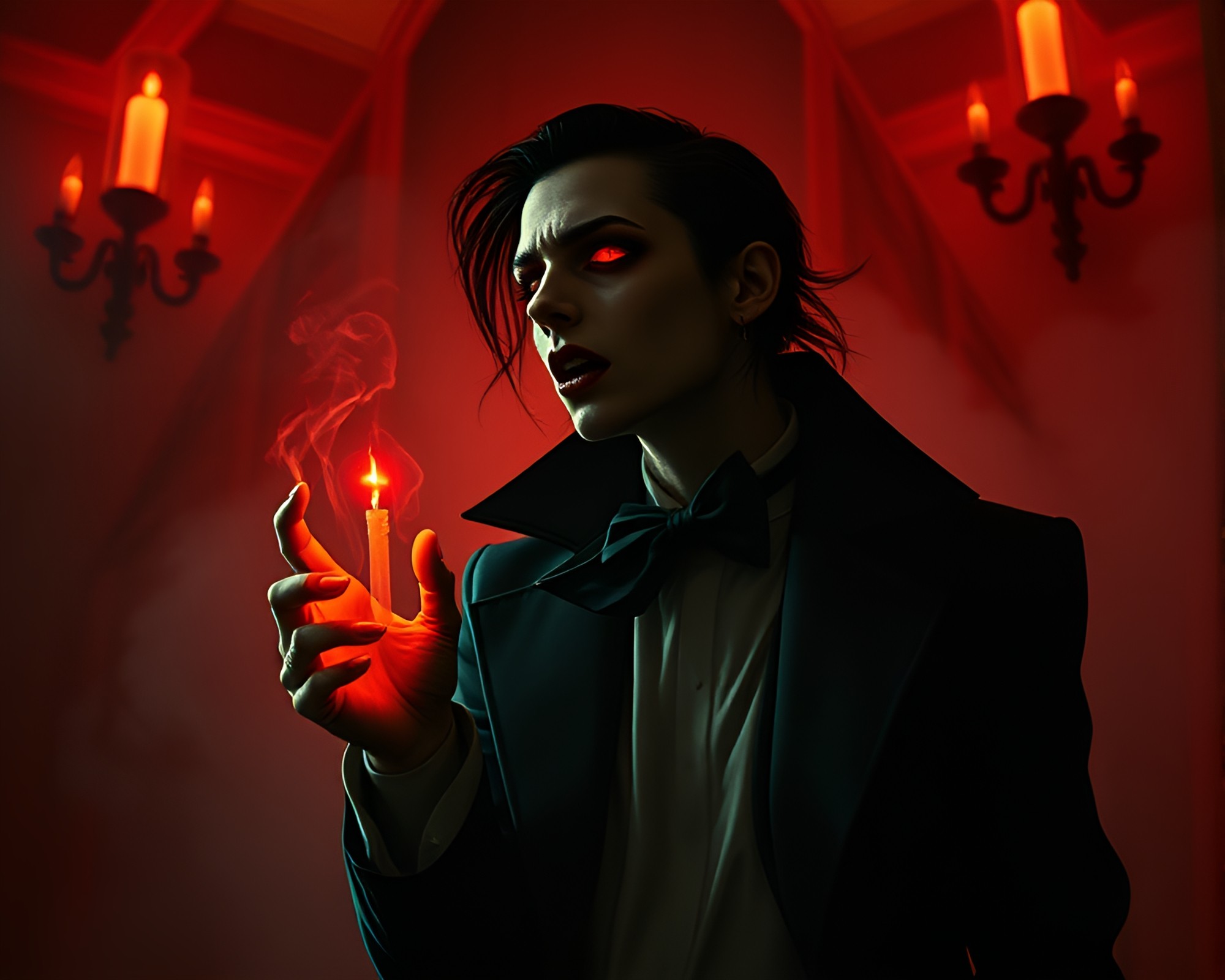 Vampire Fashion Film Burn Illustration – free AI stock image
