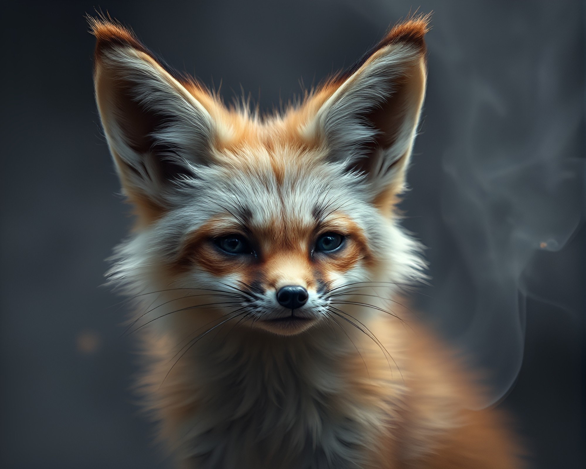 Fennec Fox Blowing Smoke Rings in Hazy Atmosphere – free AI stock image