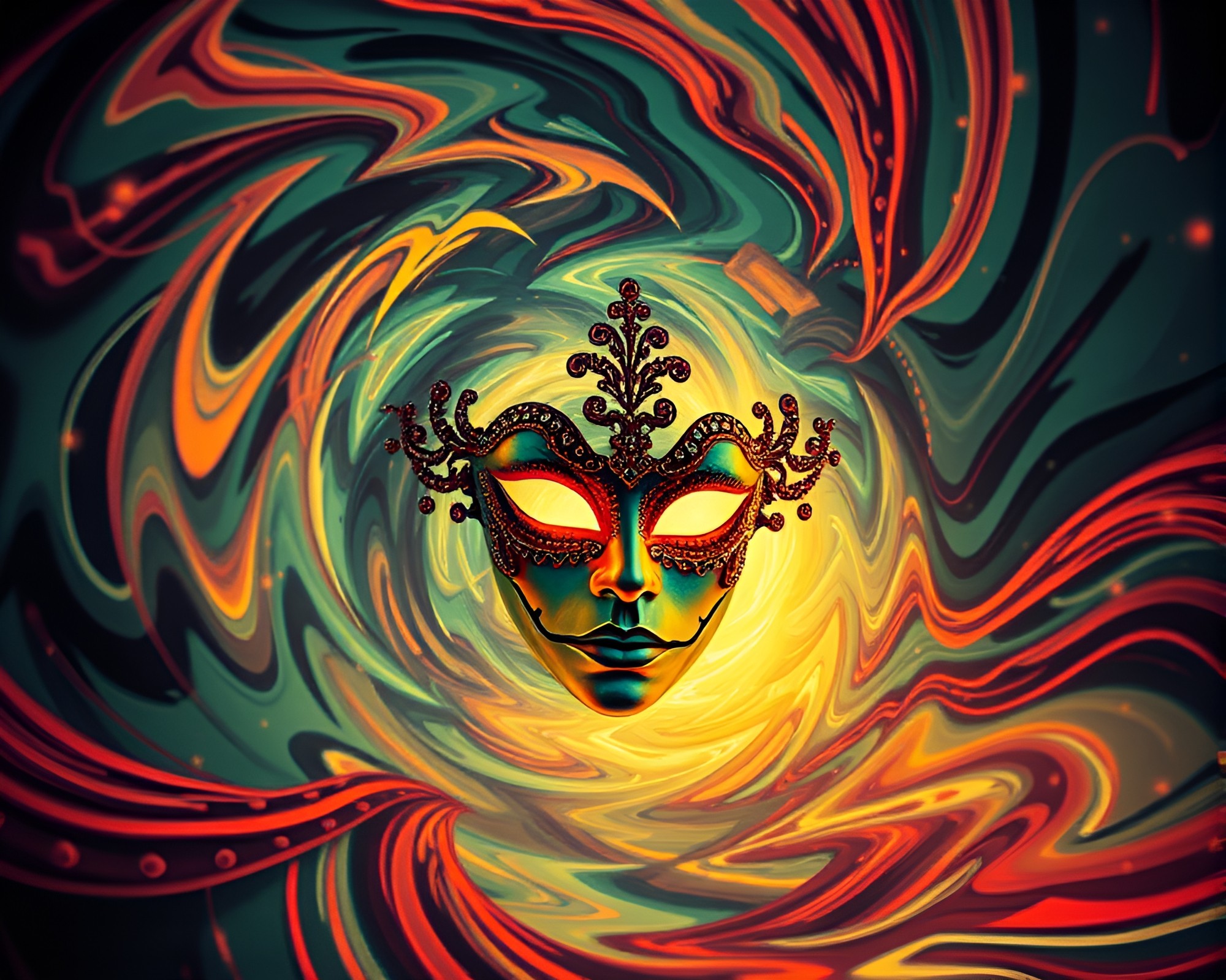 Swirling Venetian Mask in Retro Pixel Art Style – free AI stock image