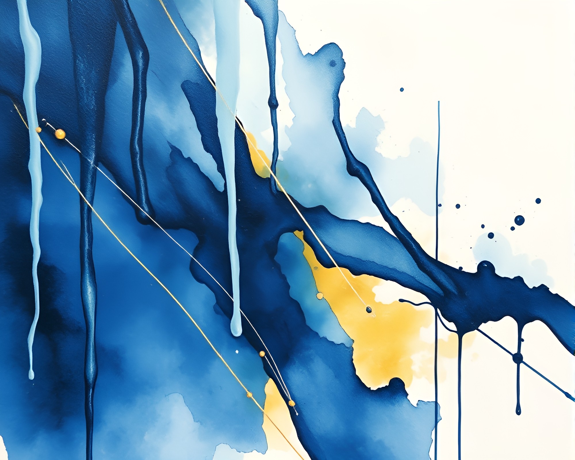 Sapphire Ley Line with Paint Drips: Sumi-e Fantasy – free AI stock image