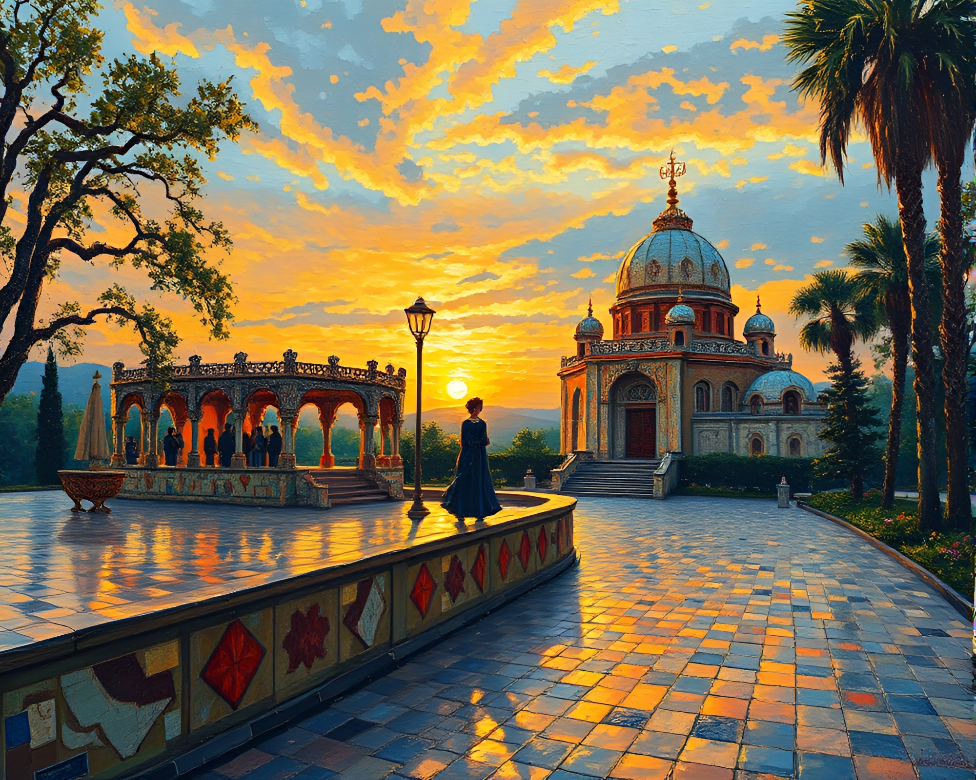 Temple of Light at Golden Dusk – free AI stock image