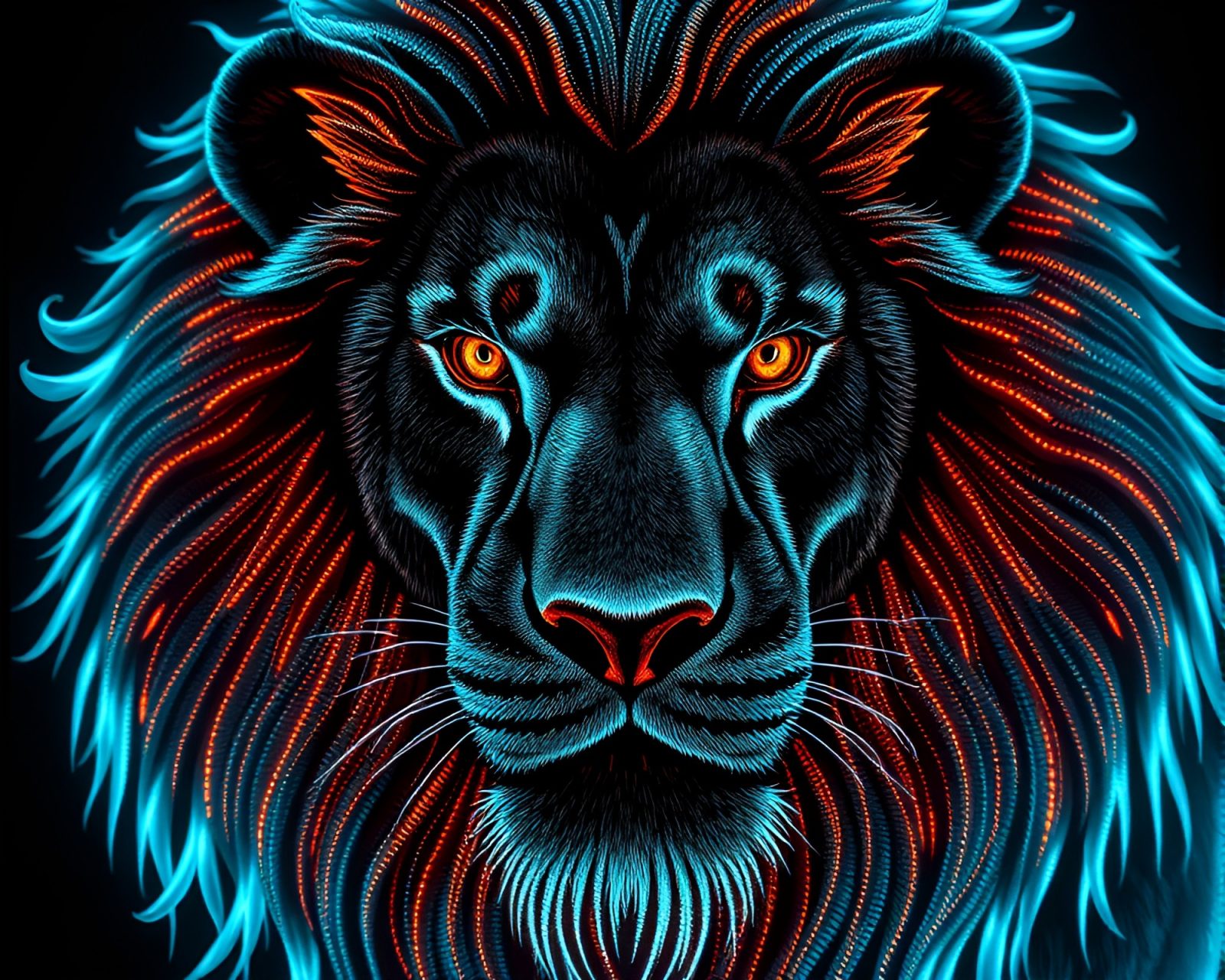 Glowing lion embroidery with lifelike detail