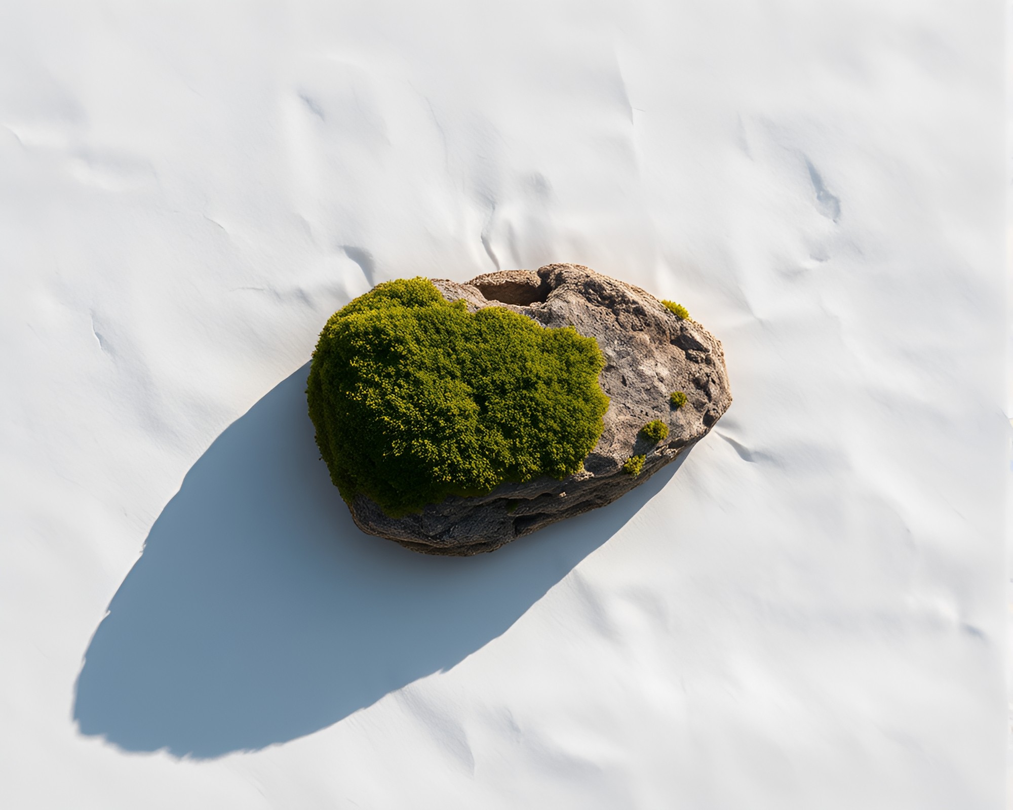 Moss-Covered Rock in Fractal Art Paper Textures – free AI stock image