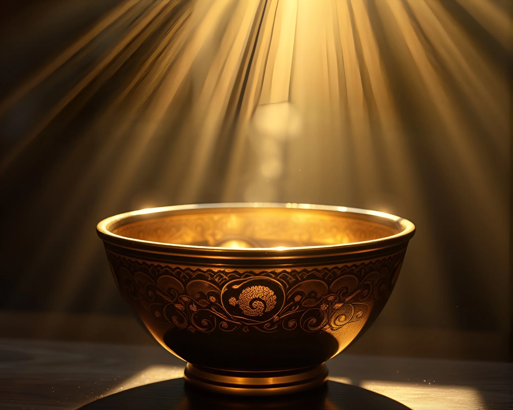 Ramen Bowl with Gold Foil Highlights in Sunbeam Rays