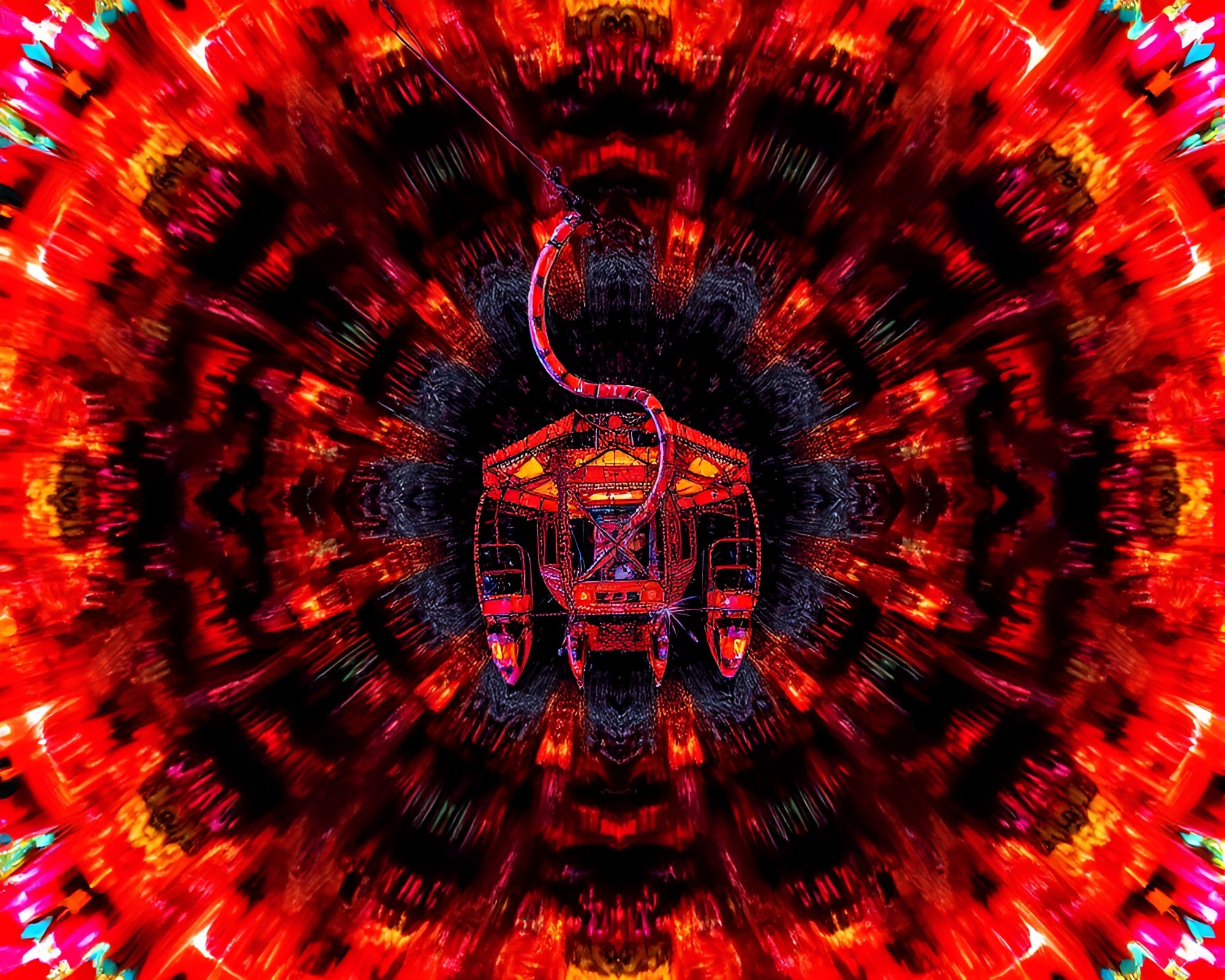 Kaleidoscope Gondola Lift Algorithmic Art – free AI stock image