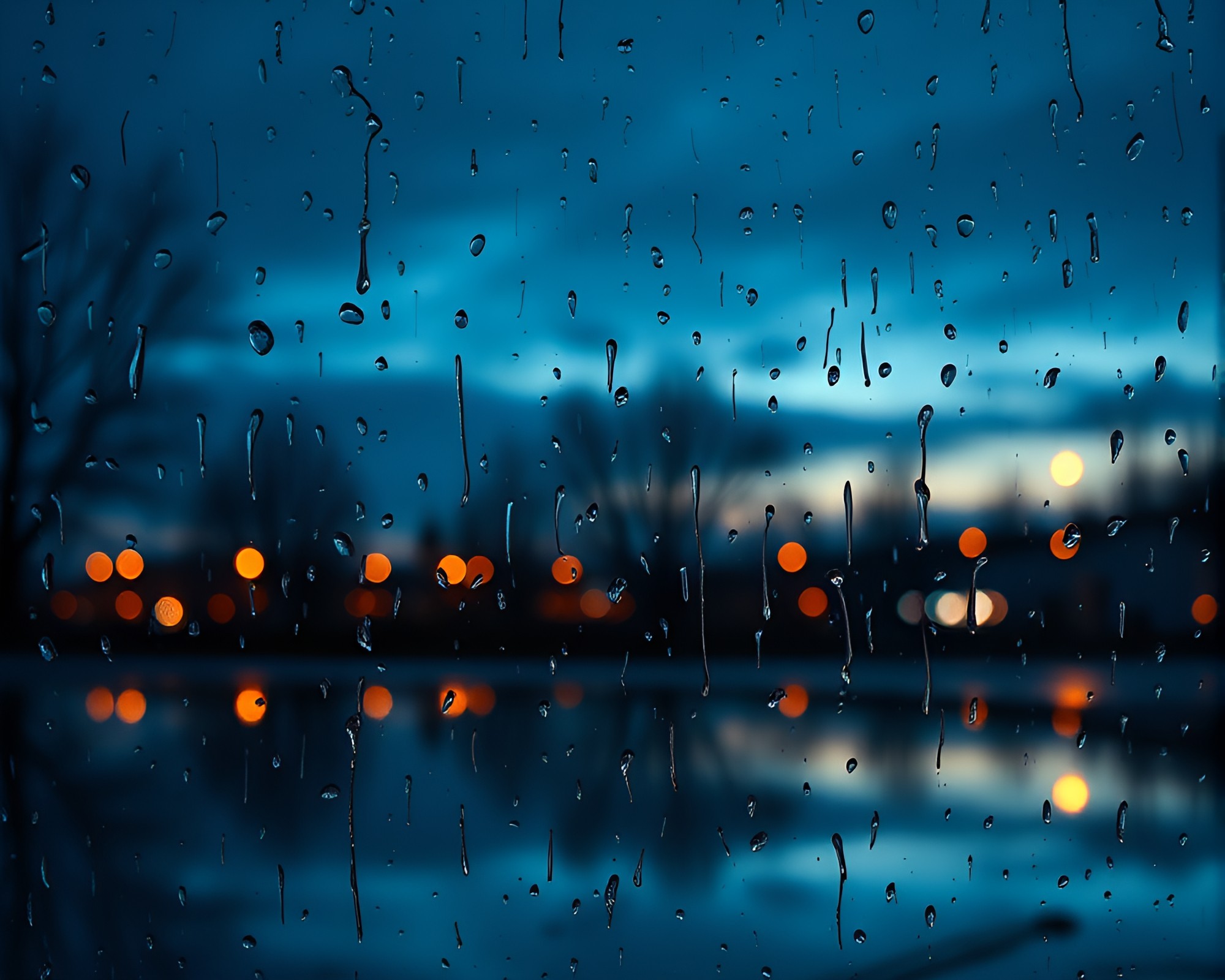 Twilight Raindrops: Haunted Mirror in Minimalist Design – free AI stock image