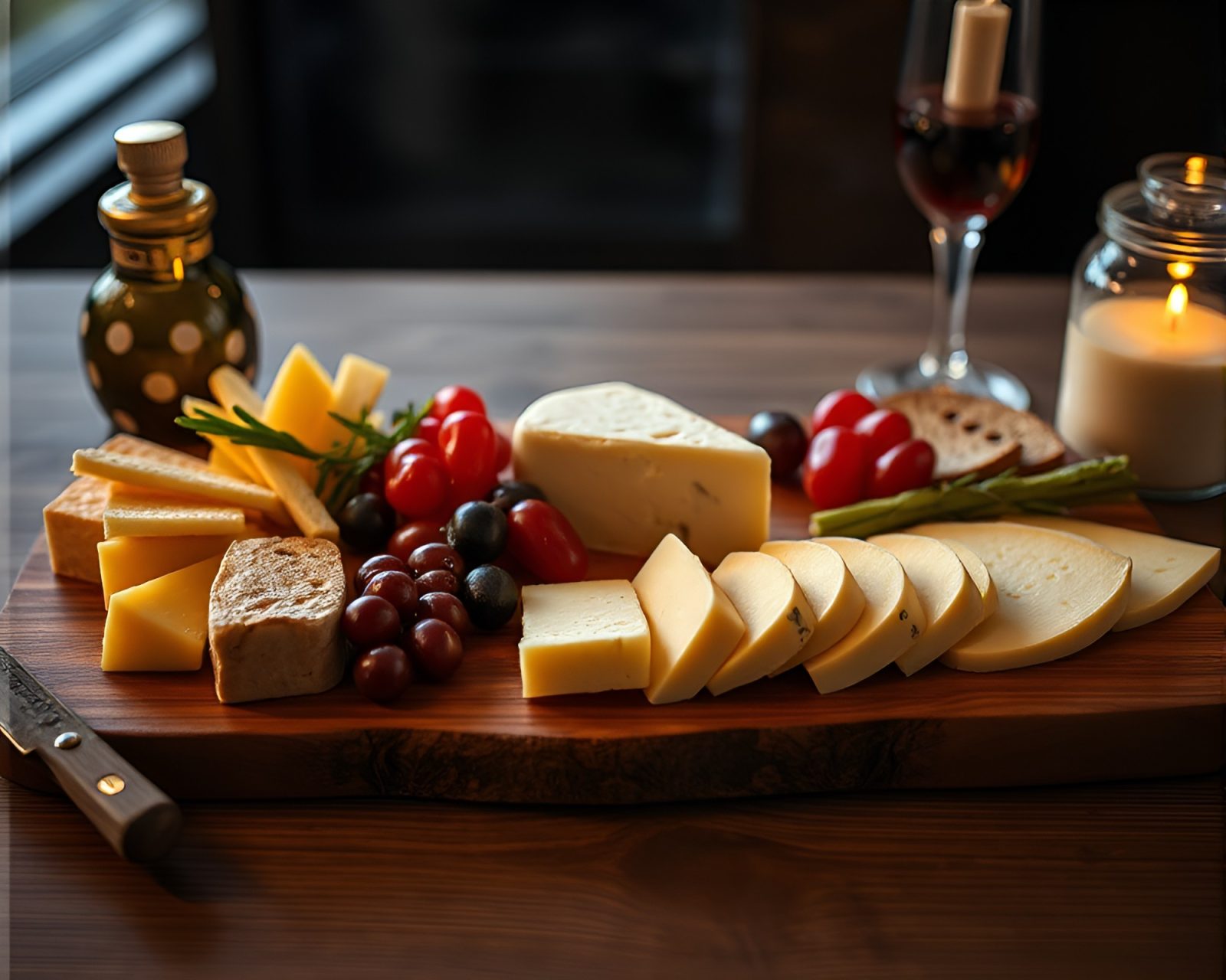 A detailed engraving of a lavish cheese platter under intense lighting