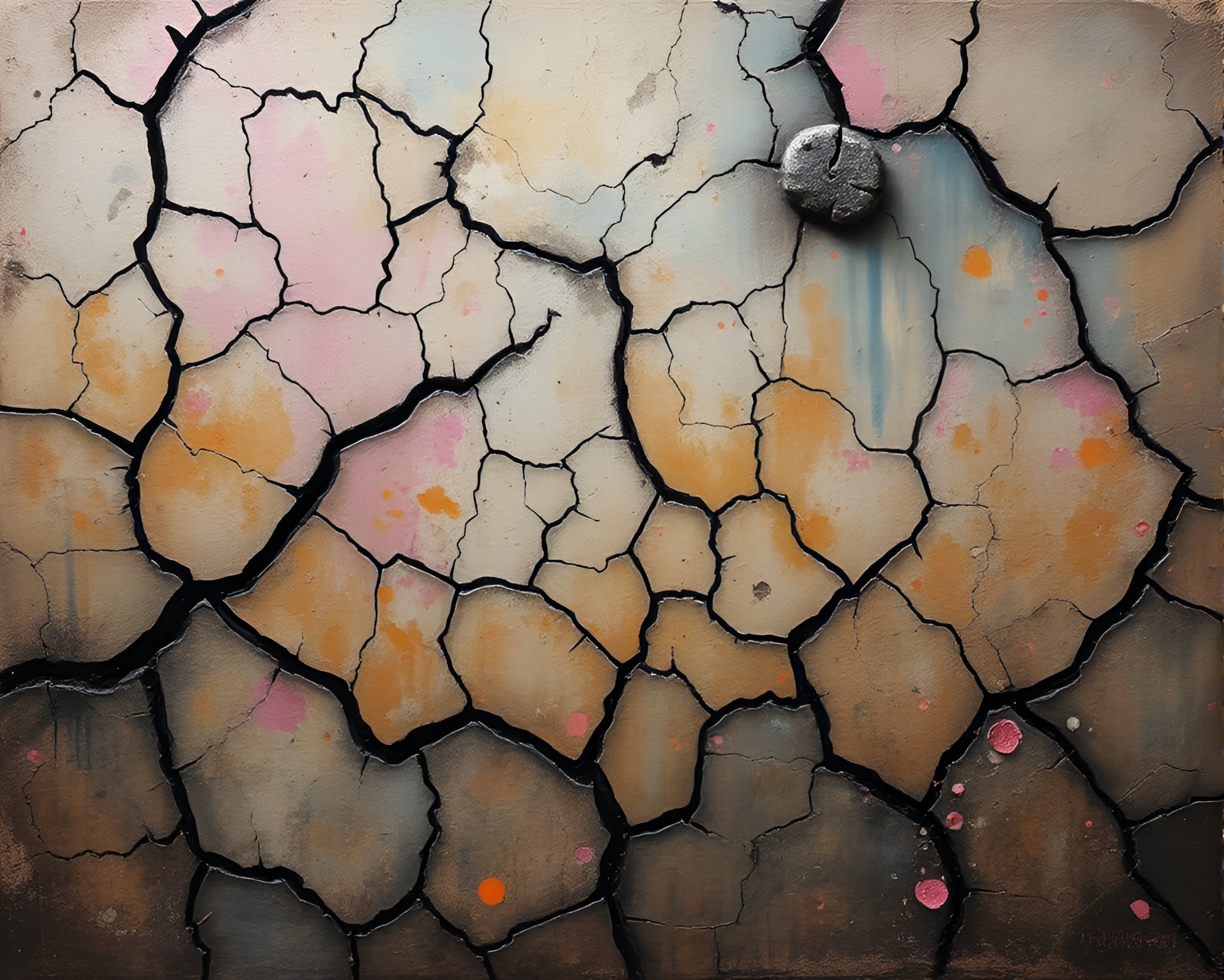 Cracked Earth Vampire in Soft Pastel Fresco Painting – free AI stock image