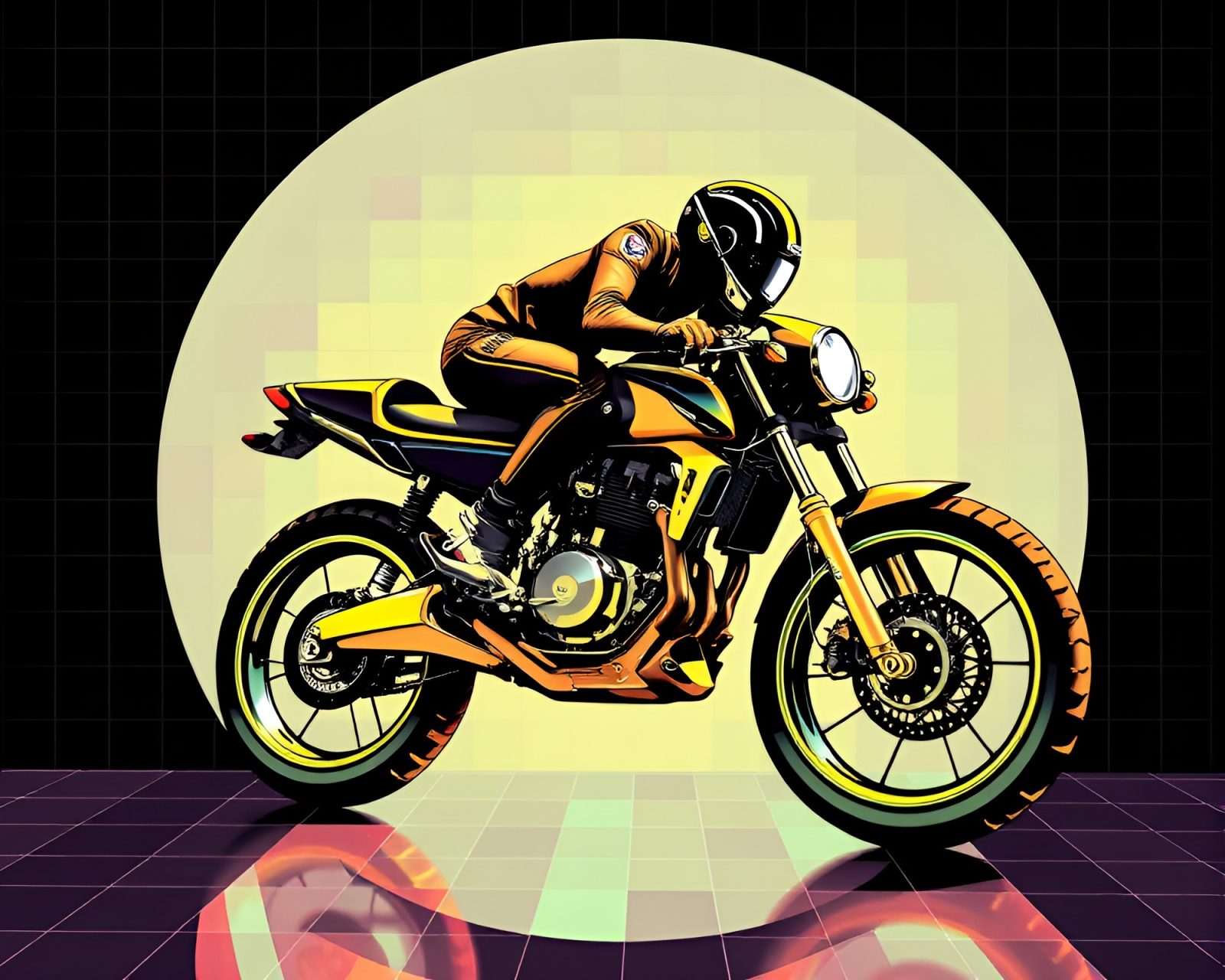 Abstract cubist style hoverbike created using prism refraction