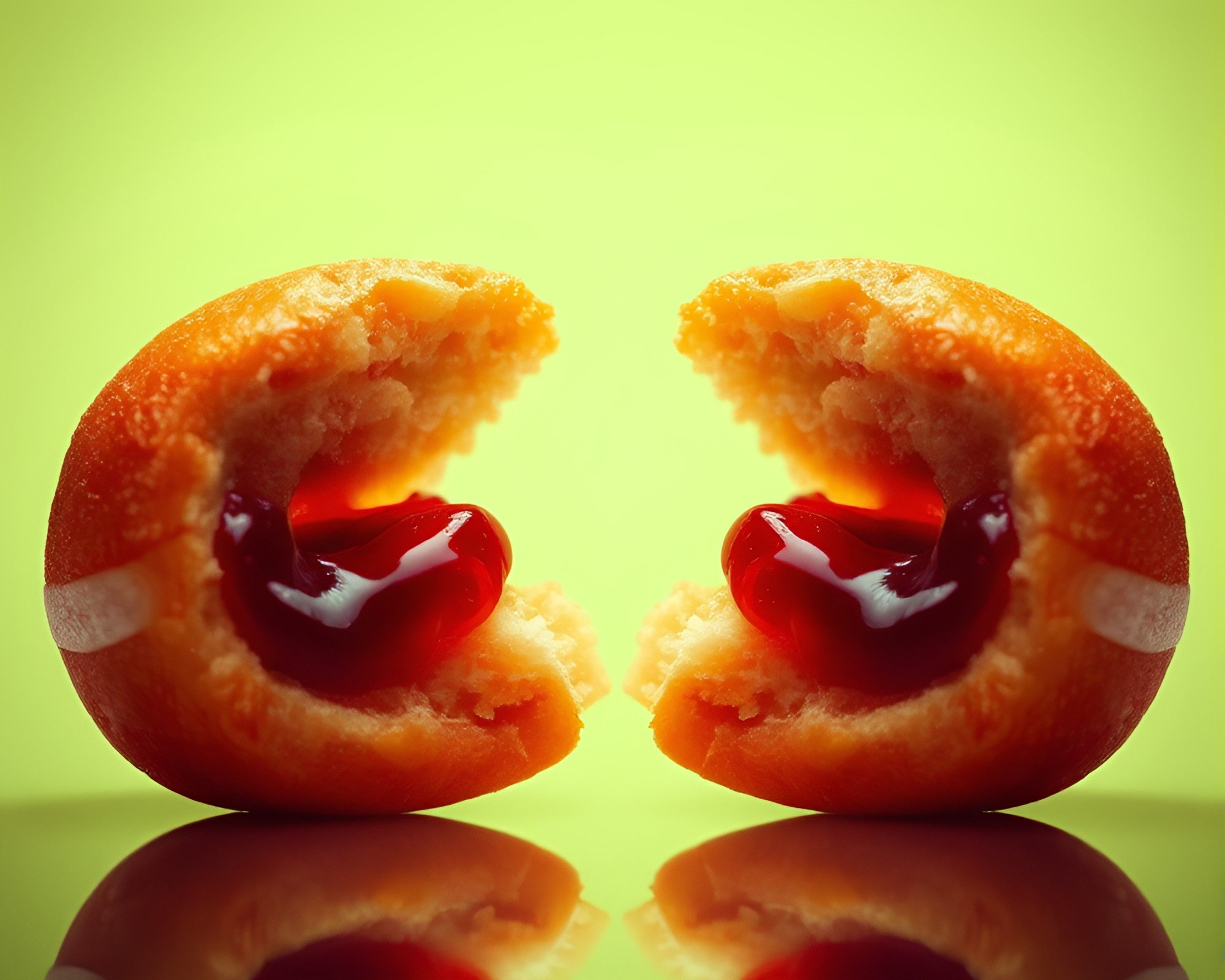 Symmetrical Jelly-Filled Doughnut Macro Photography – free AI stock image