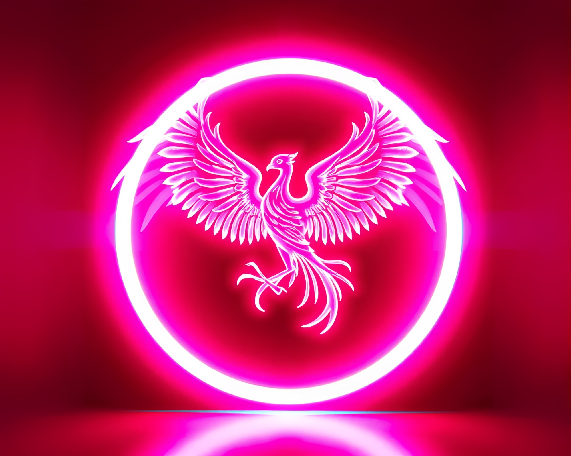 Enchanting Phoenix in Magenta Anaglyph 3D Circular Frame – free AI stock image