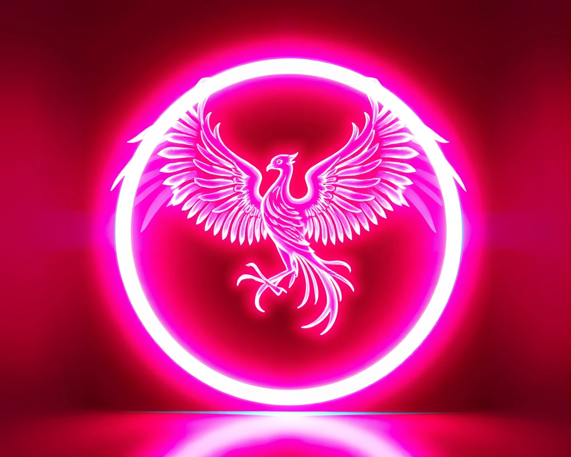 Enchanting Phoenix in Magenta Anaglyph 3D Circular Frame