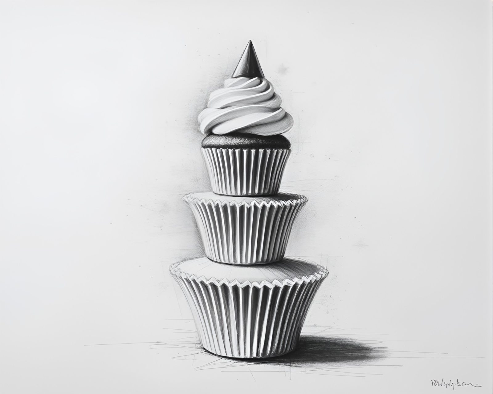 Illustration of a Cupcake tower with prism refraction lighting