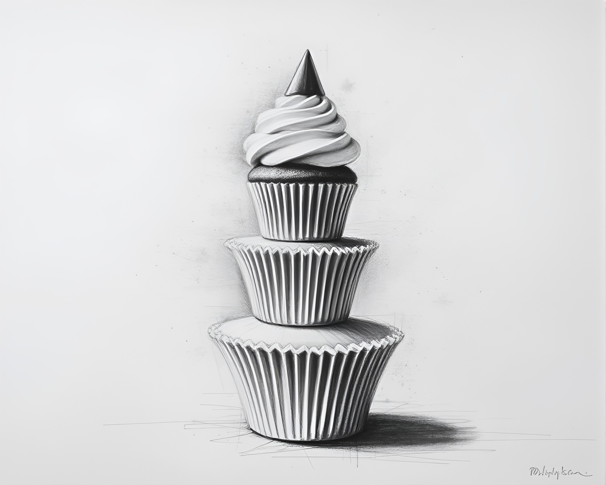 Prism Cupcake Tower in Charcoal Sketch Motion Capture – free AI stock image