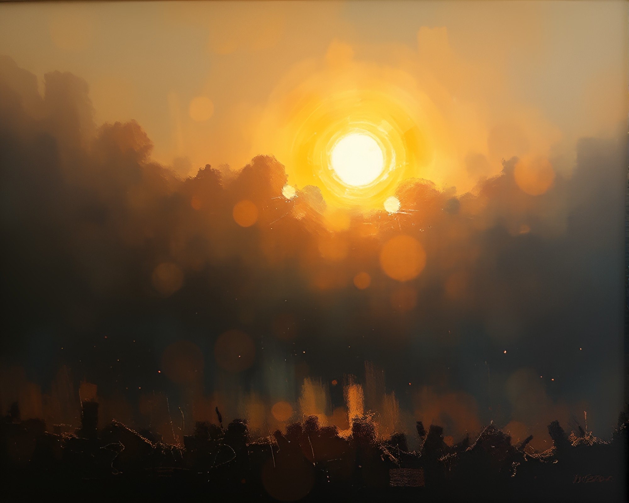 Quantum Fluctuations: Silhouetted Figure in Oil Painting – free AI stock image