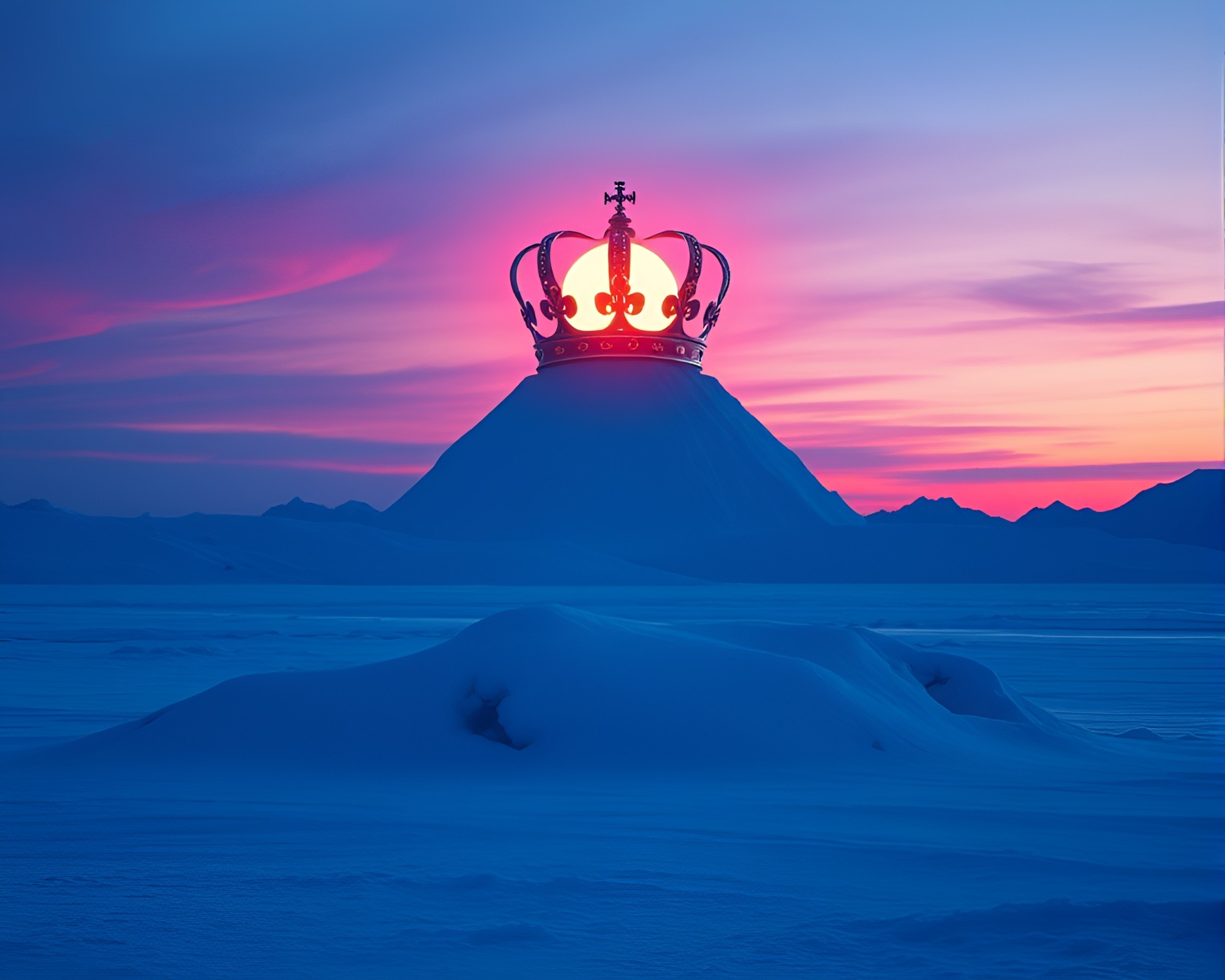 Ethereal Crown in Polar Twilight: 80s VHS Art – free AI stock image