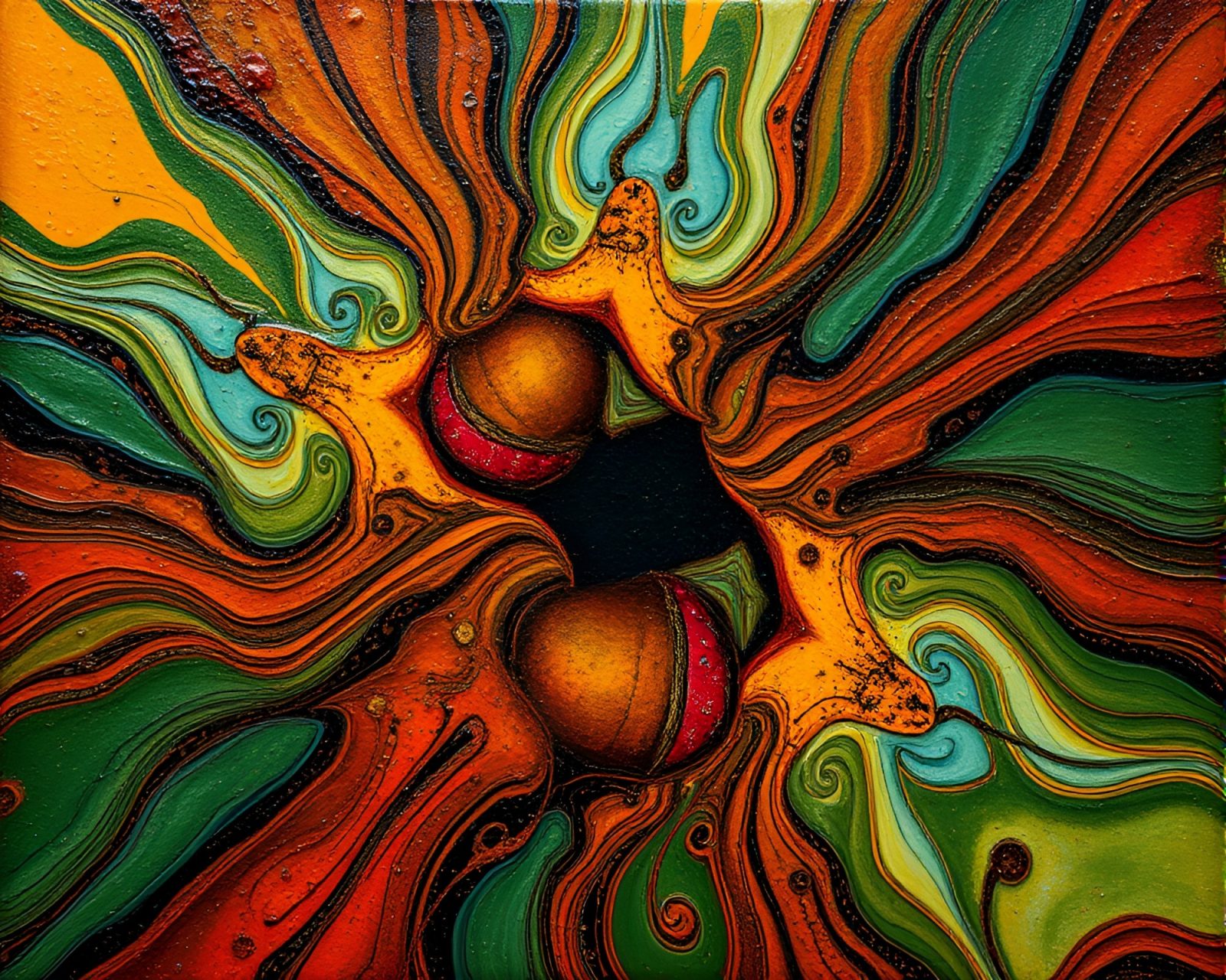 Glowing kaleidoscope rusty knife within swirling vortex