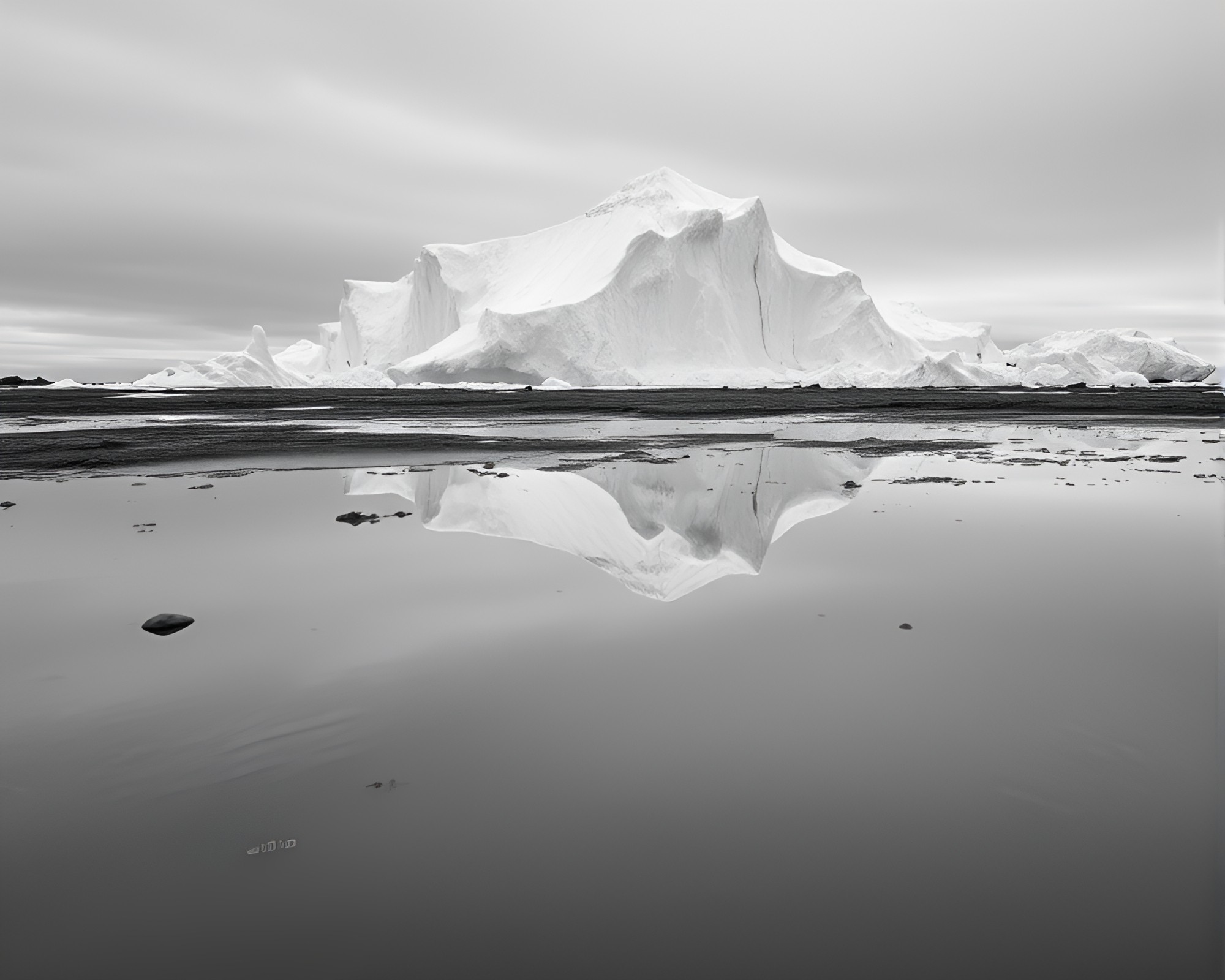 Arctic Iceberg Reflection: Lemon Monochrome – free AI stock image
