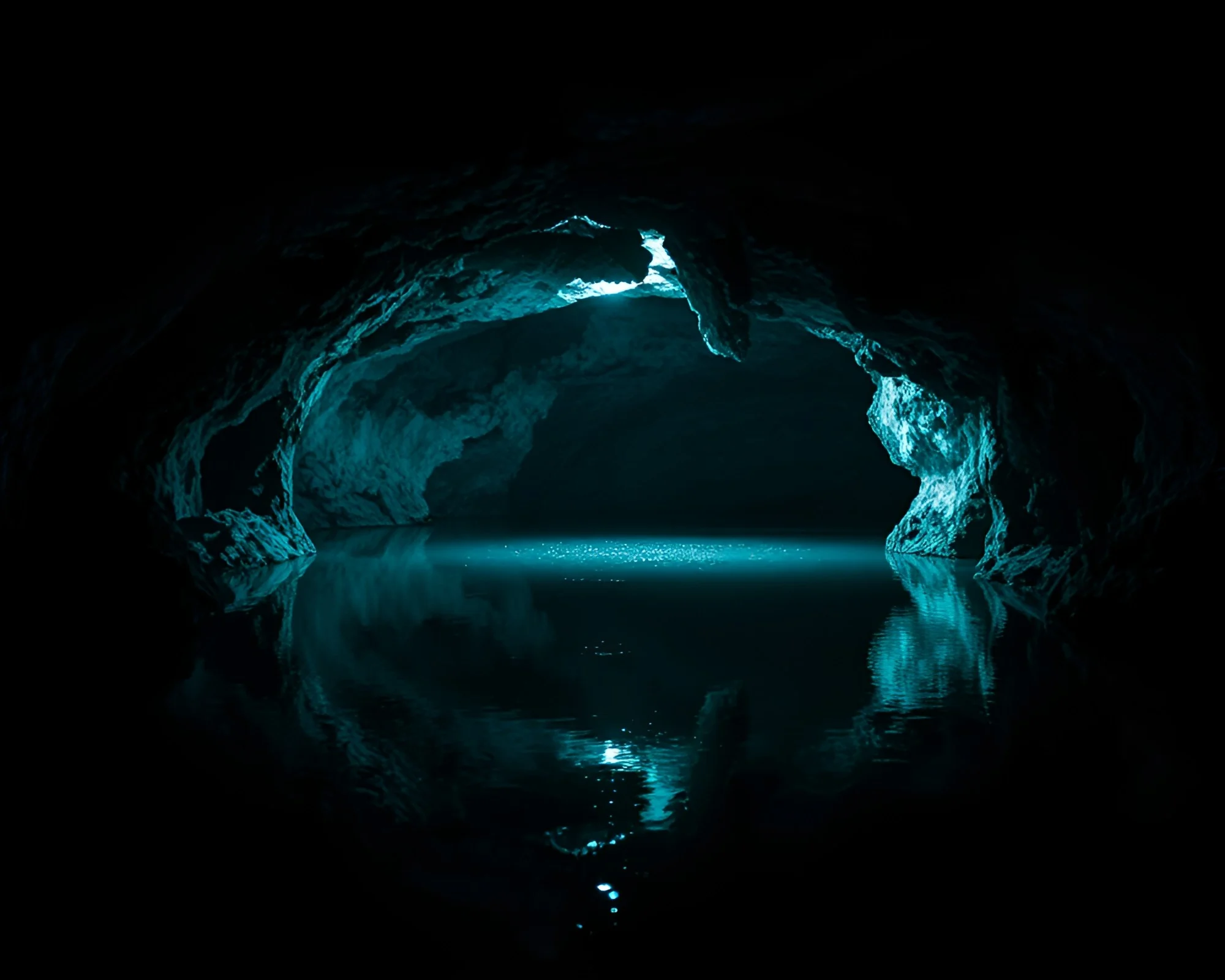 Glistening Cavern Reflecting Halftone Shadows