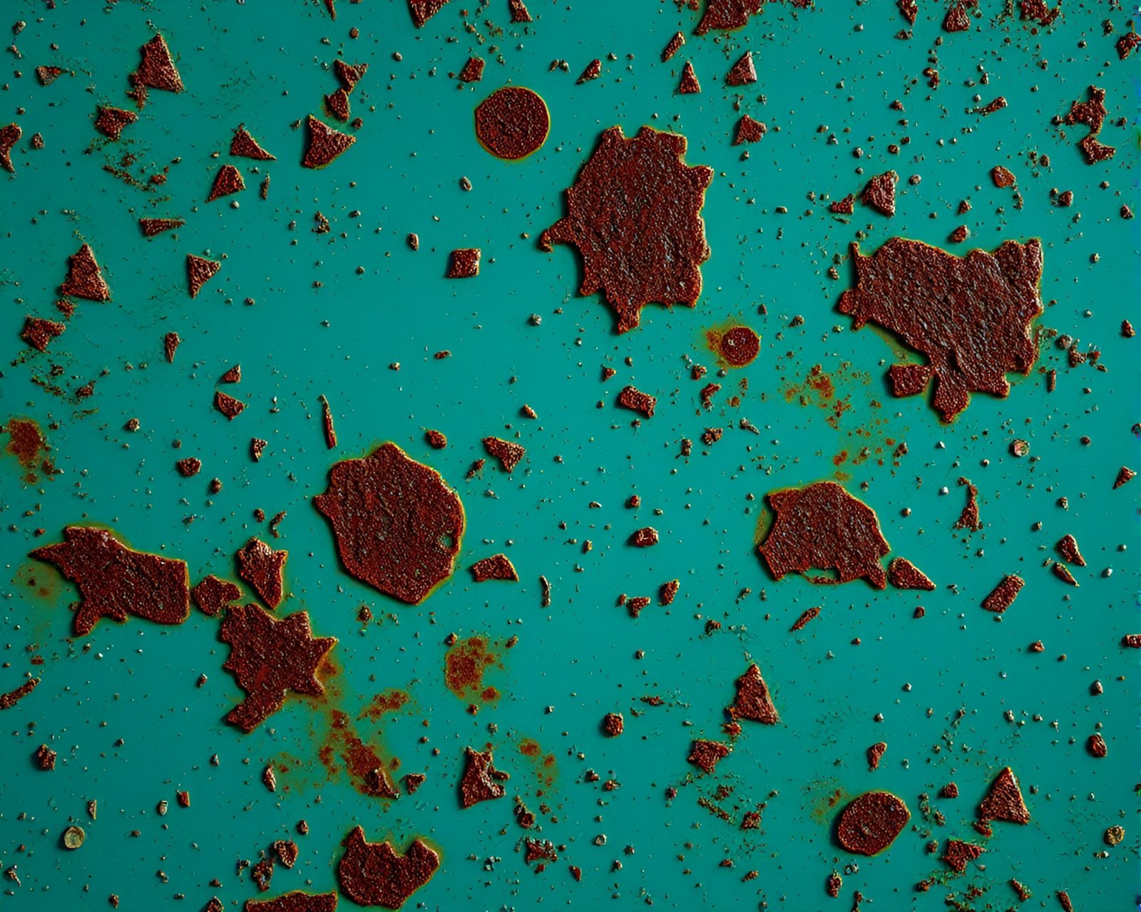 Majestic Phoenix emerging from rust flake textures with teal lighting