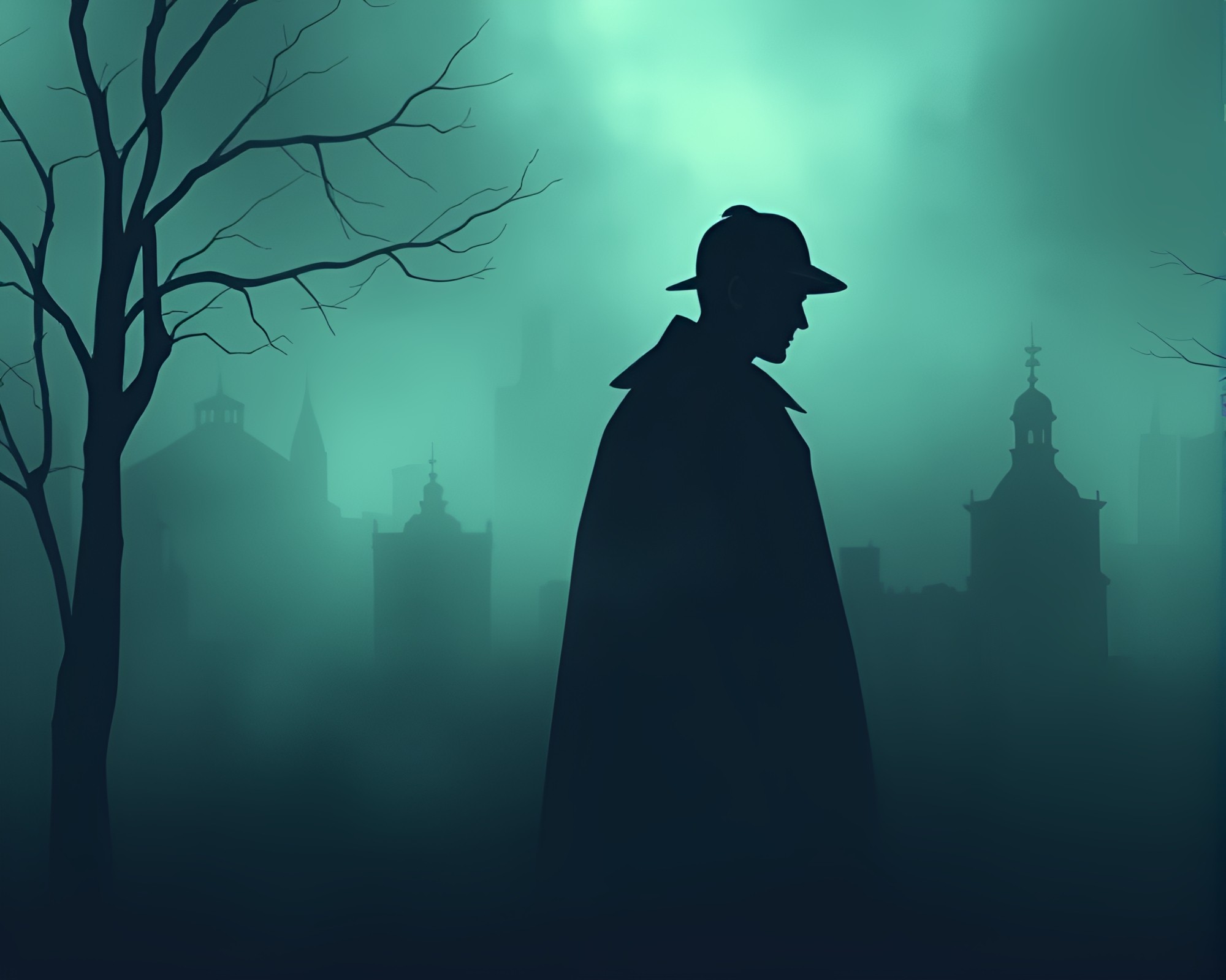 Mysterious Sherlock Holmes in Foggy Toon World – free AI stock image
