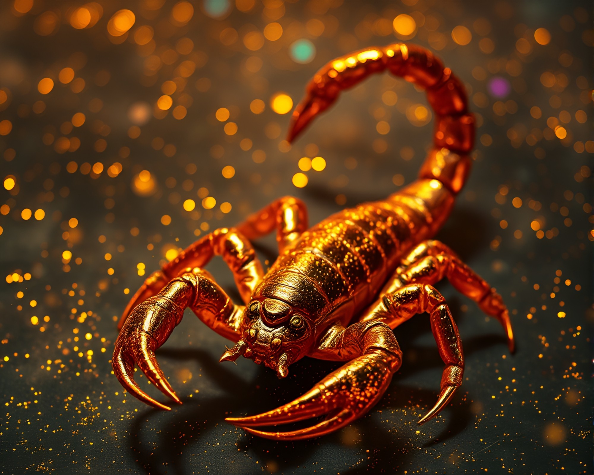 Utopian Scorpion with Gold Foil Highlights – free AI stock image