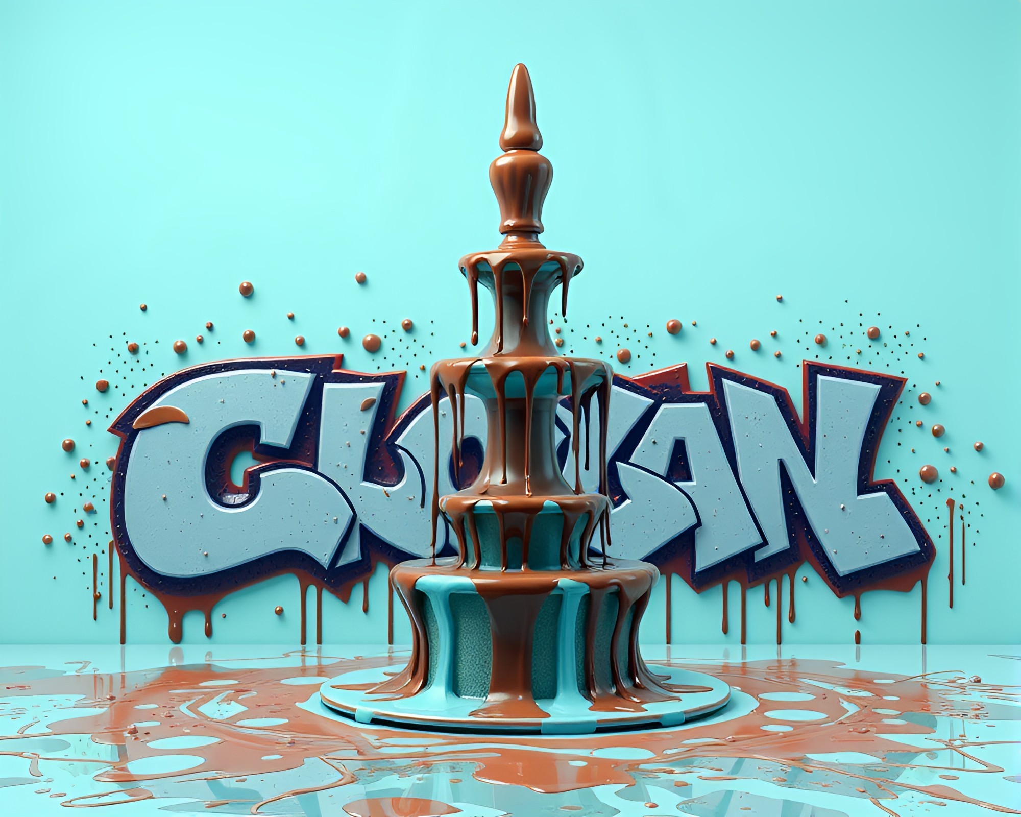 Chocolate Fountain Graffiti Drips – free AI stock image