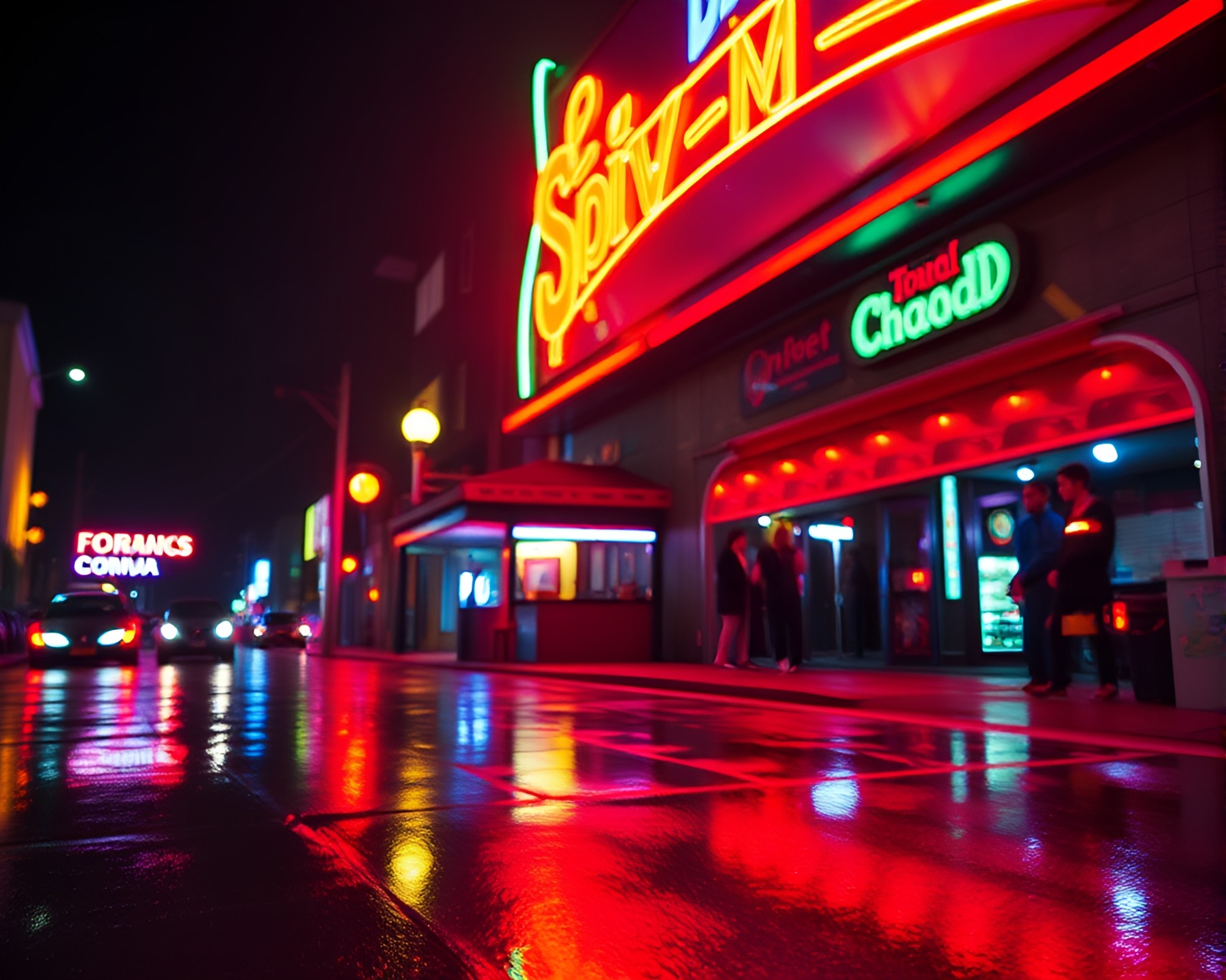 Neon Cosmic Horror in Strobe-Lit Club Scene – free AI stock image