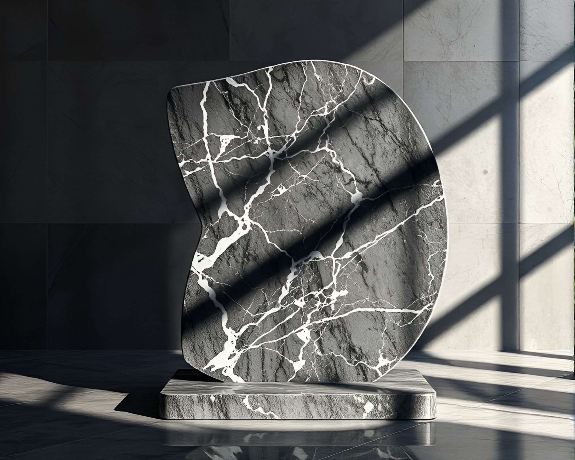 Neon Marble Sculpture with Metallic Scratches Composition – free AI stock image