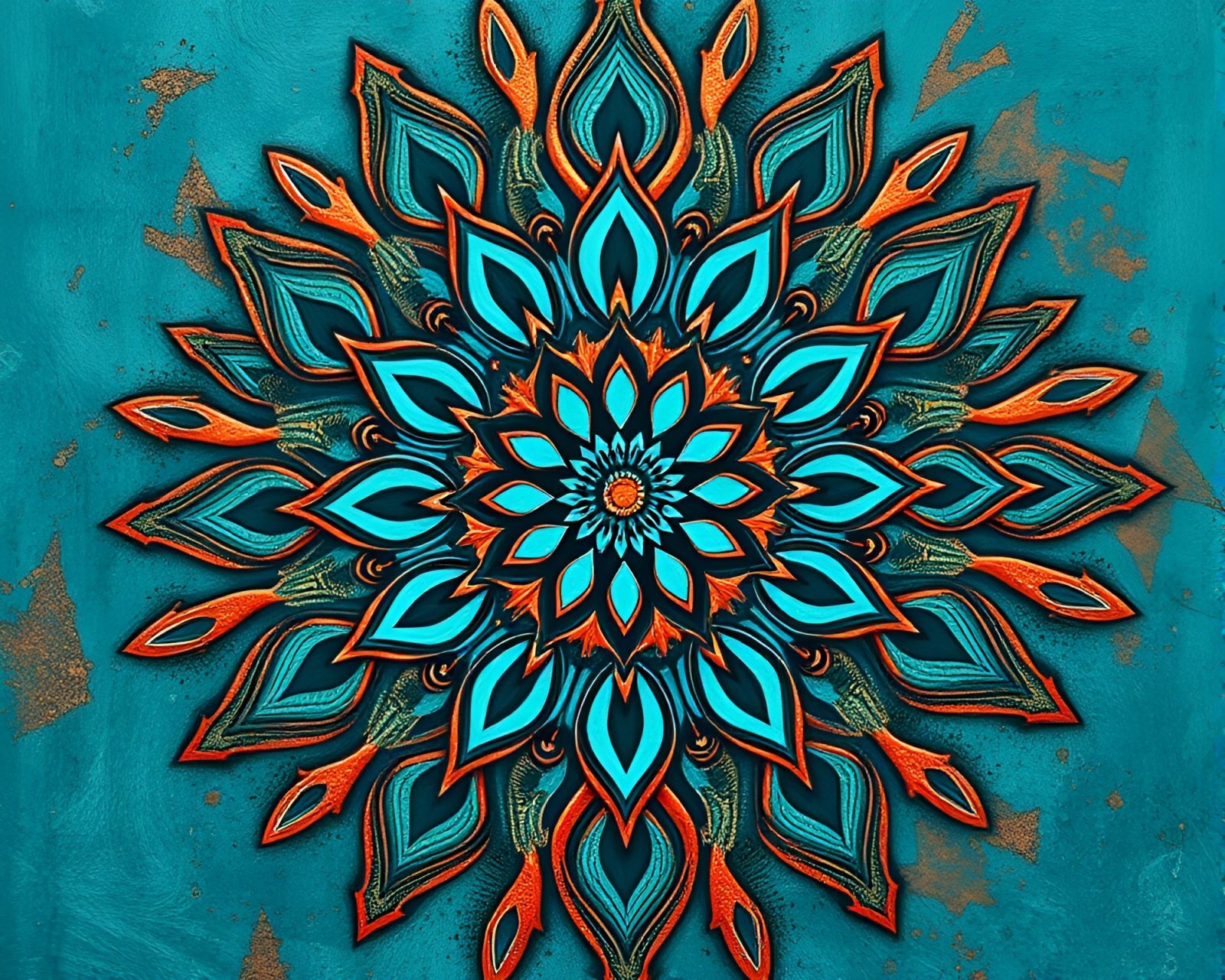 Ethereal mandala design in arctic blue hues with intricate anime details