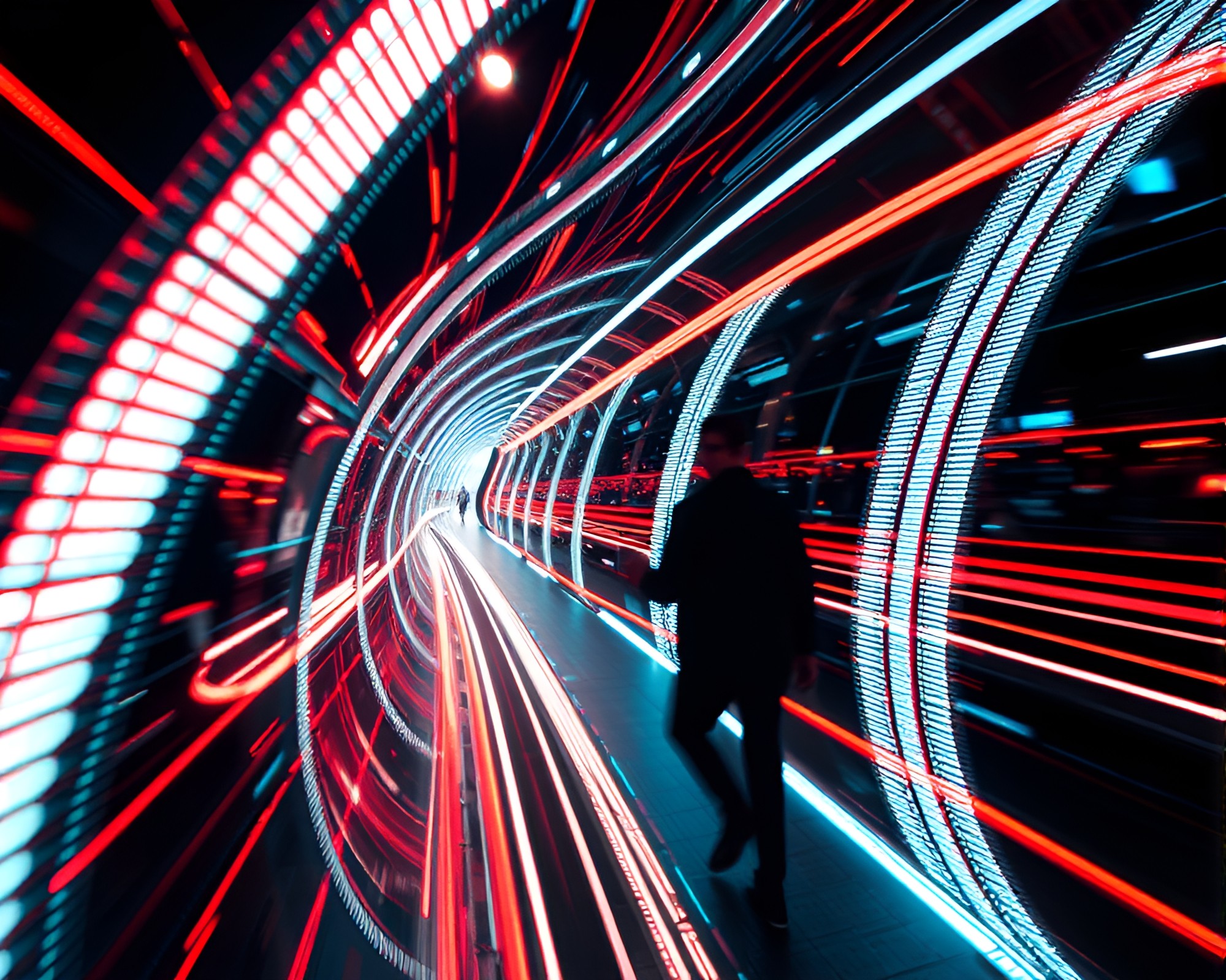 Gleaming LED Time Portal with HDR Scan Lines – free AI stock image