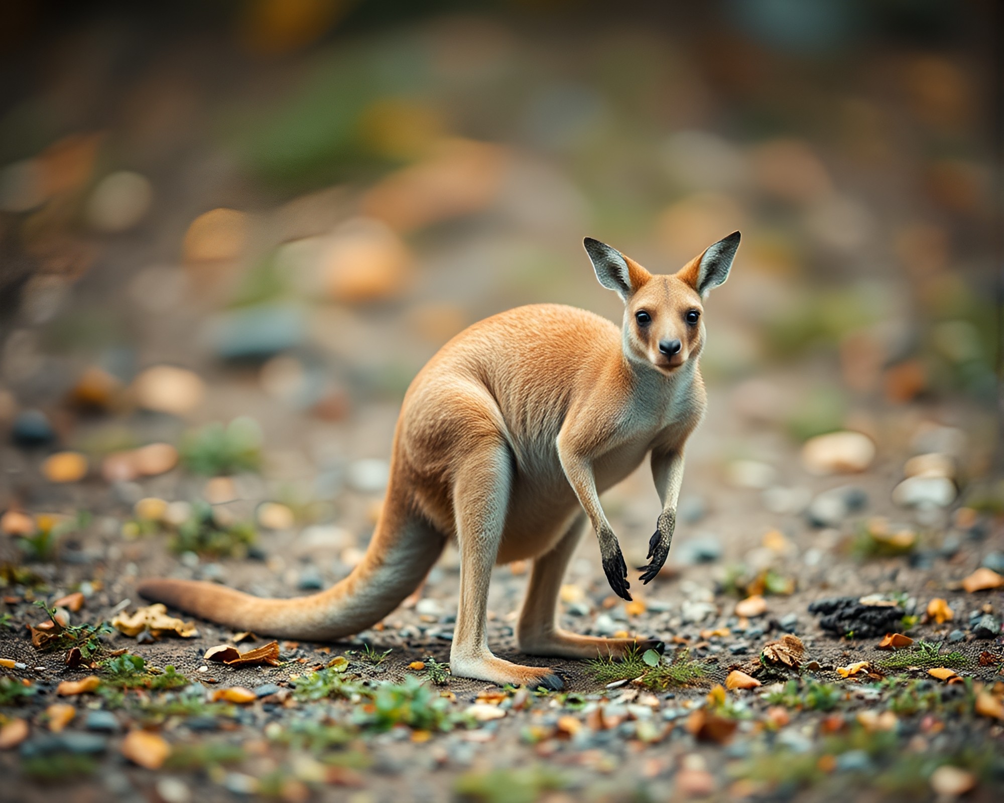 Enchanting Triadic Miniature Kangaroo in Soft Blur – free AI stock image