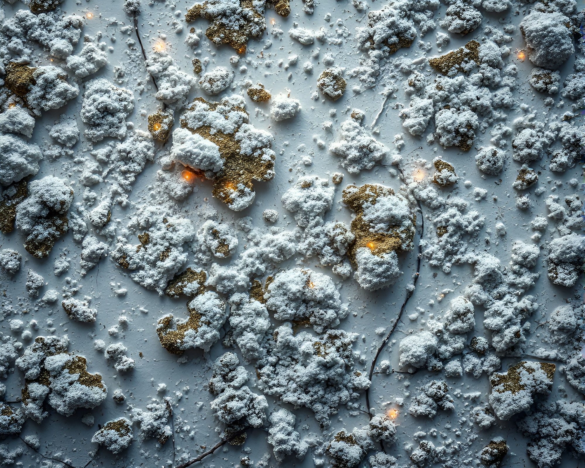 Futuristic Circuit Lichen under Snowy Spotlight – free AI stock image