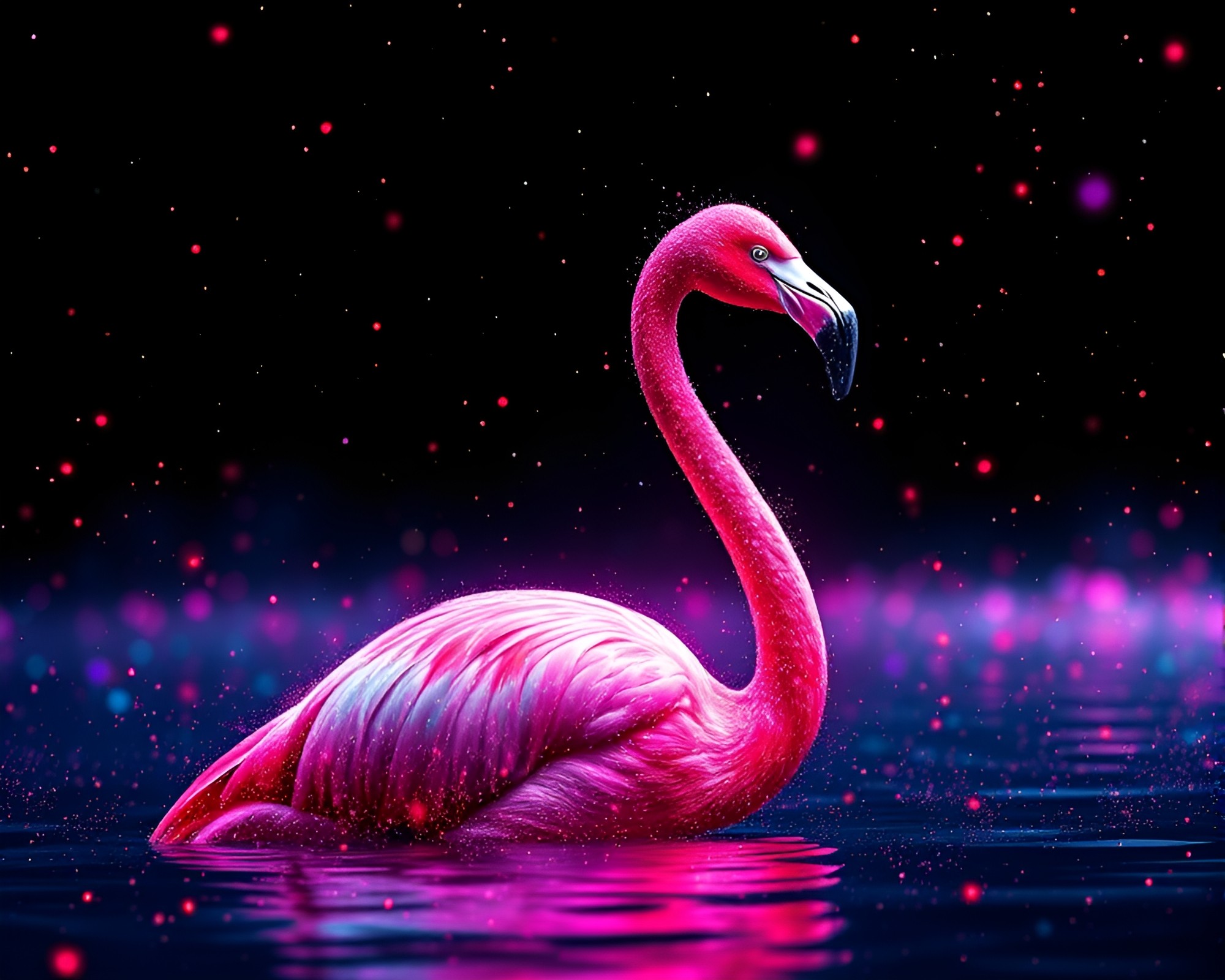 Tri-tone Flamingo Cosmic Dust Composition – free AI stock image