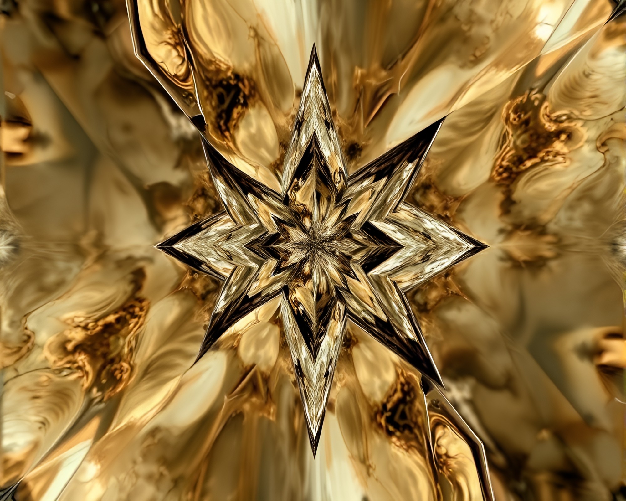 Hydra Reflection in Fractal Oil Texture Mirror Shard – free AI stock image