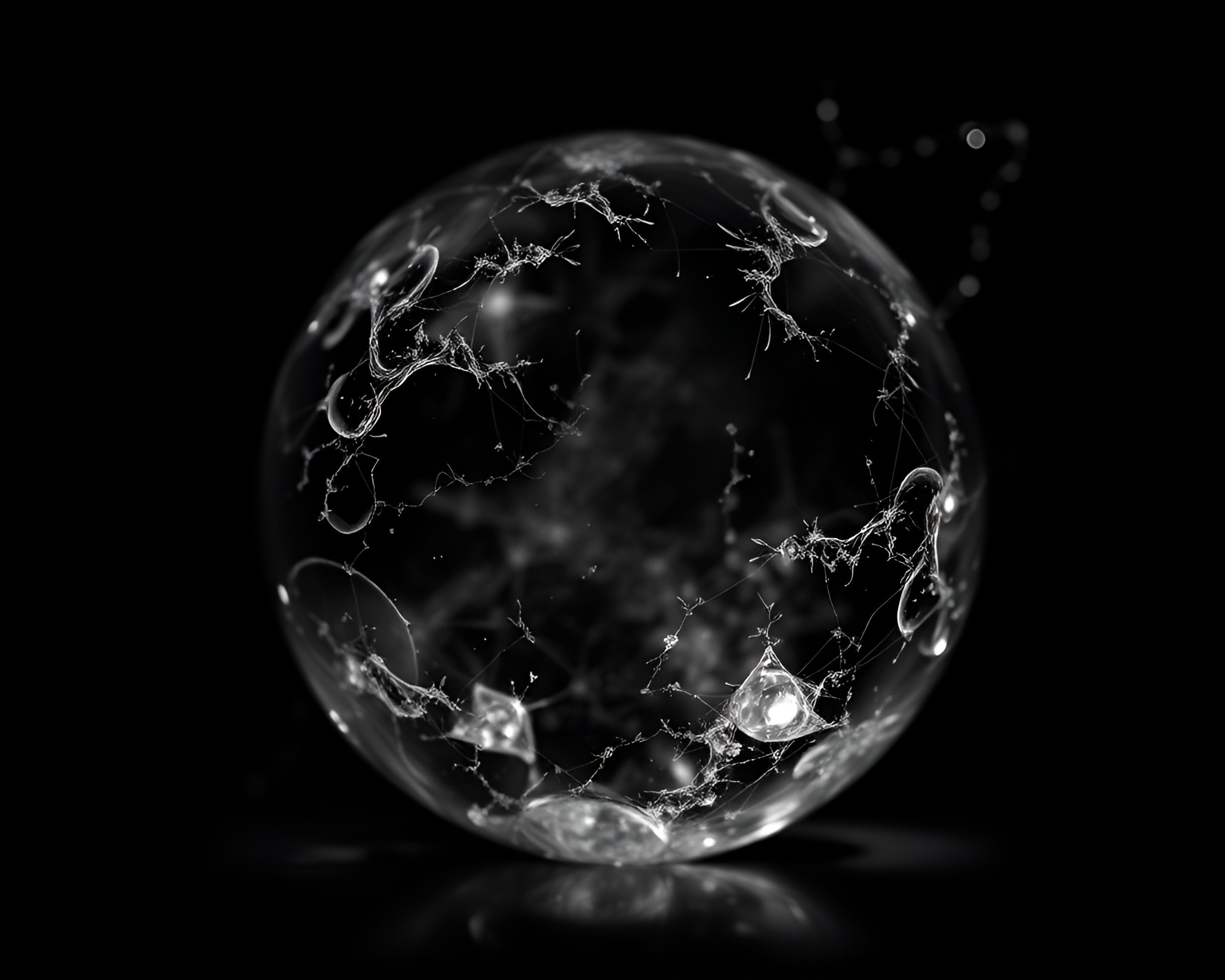 Fractal Glass Orb in Dramatic Monochrome Chiaroscuro – free AI stock image