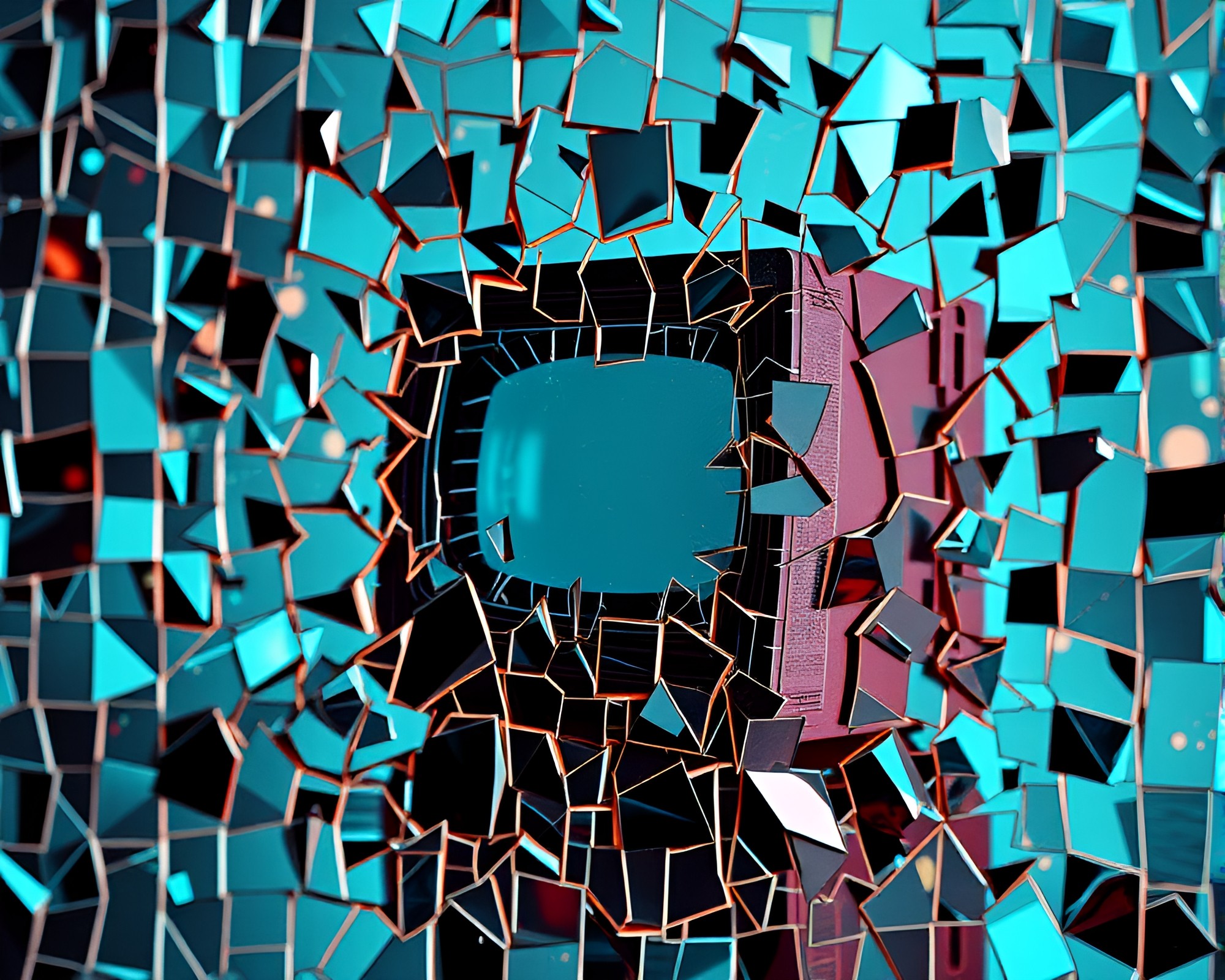 Ethereal Quantum Computer Mosaic Fragment Artwork – free AI stock image