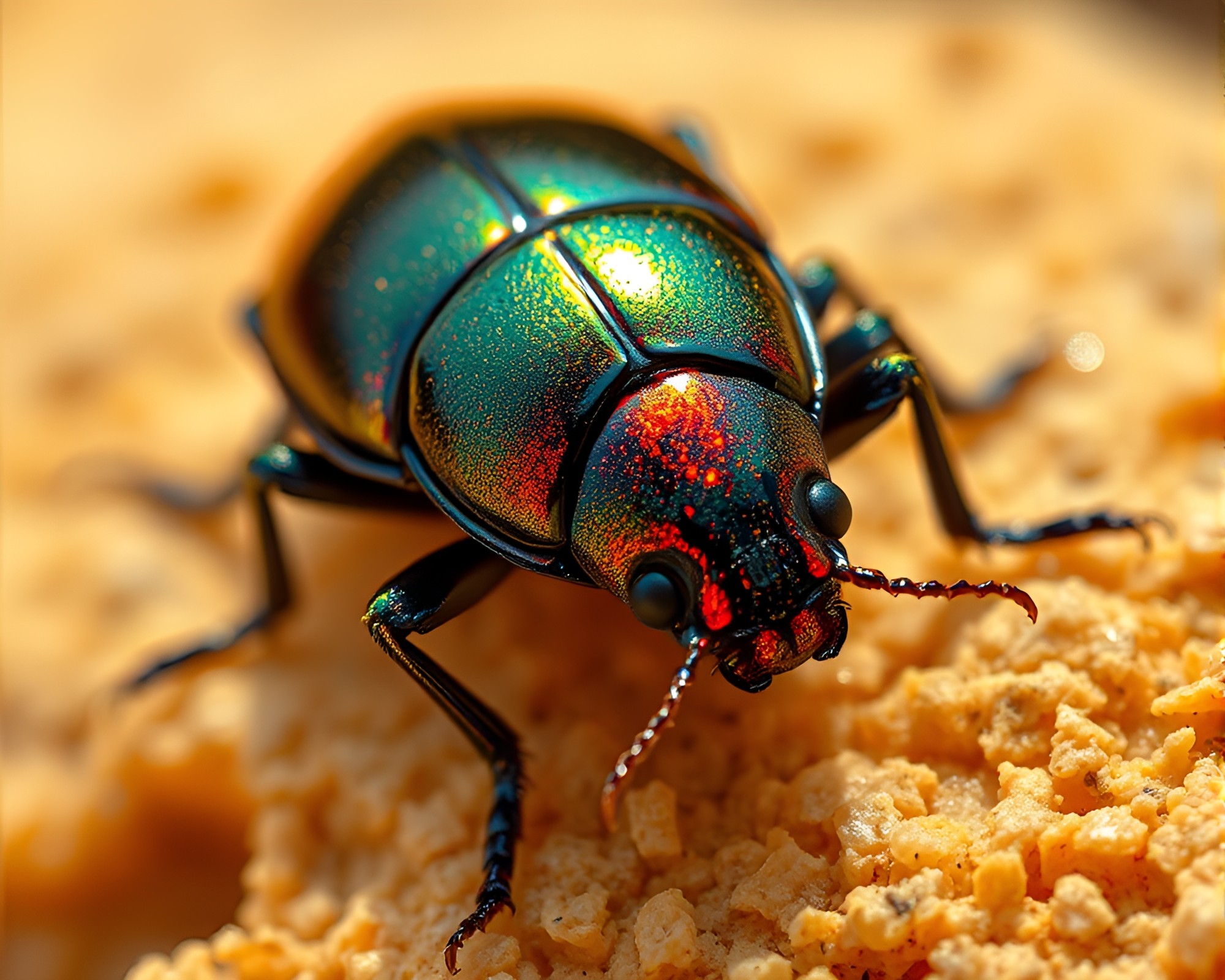 Sunlit Beetle in Warm Glare – free AI stock image