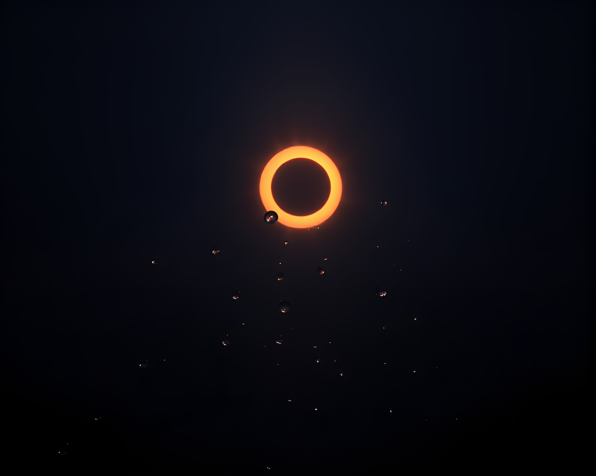 Neon Solar Eclipse with Torchlight Glow – free AI stock image