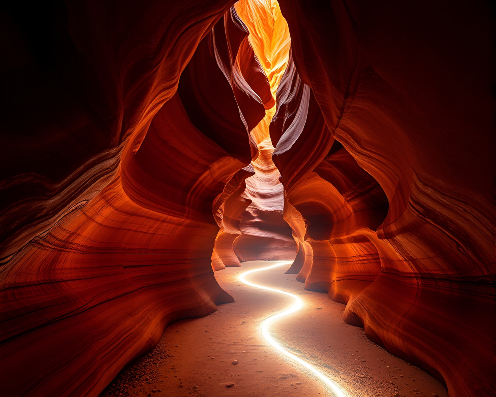 Canyon Trail: Light Rings in Rustic Ambiance – free AI stock image