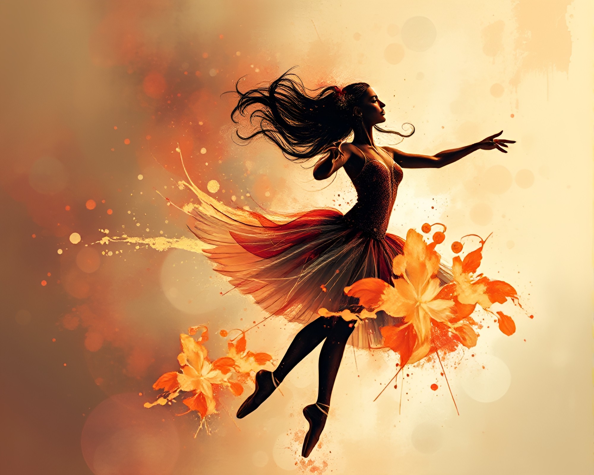 Fractal Overlayed Ballet Dancer in Splatter Art Style – free AI stock image