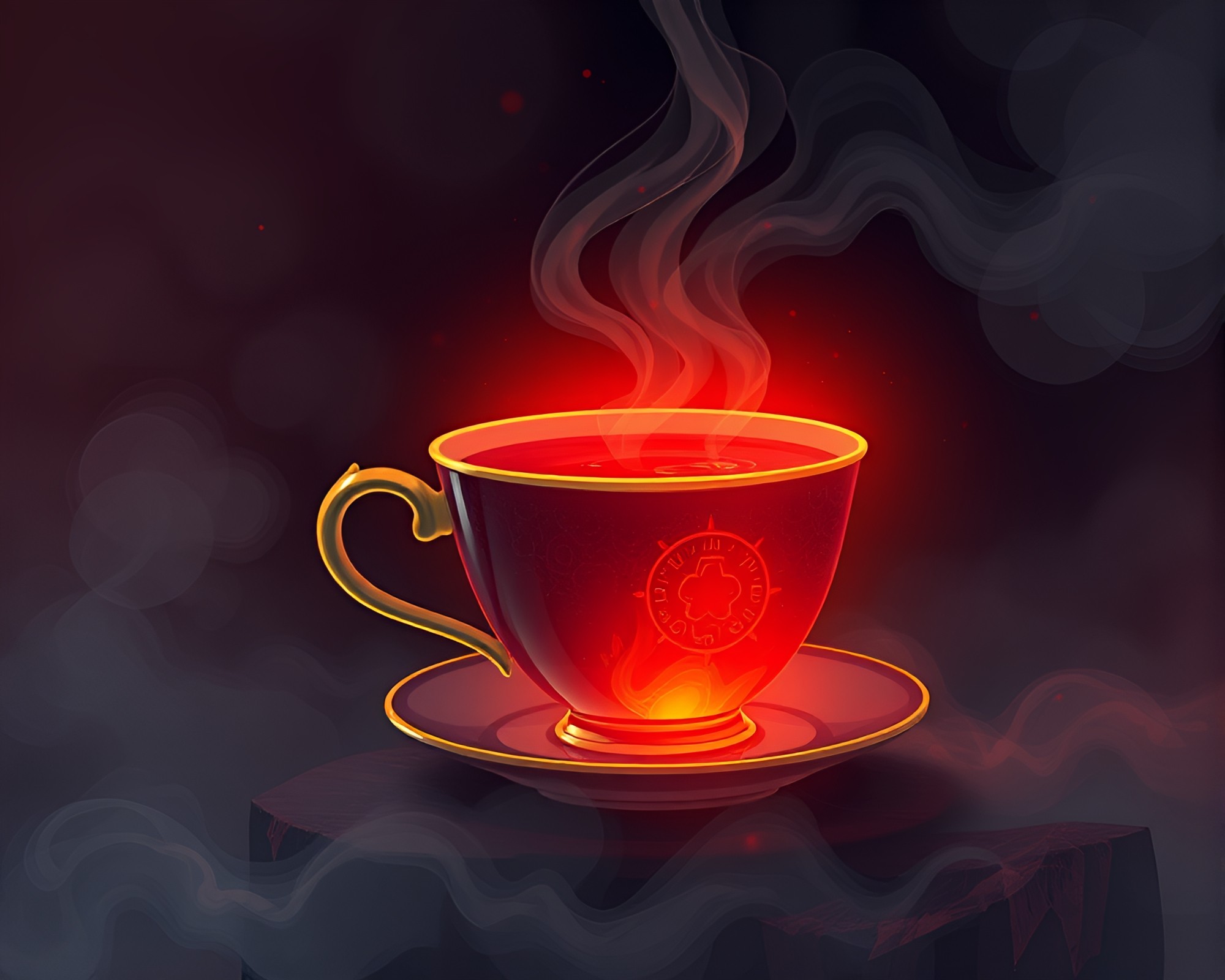Steampunk Tea Cup Erupting Volcanic Smoke Rings – free AI stock image