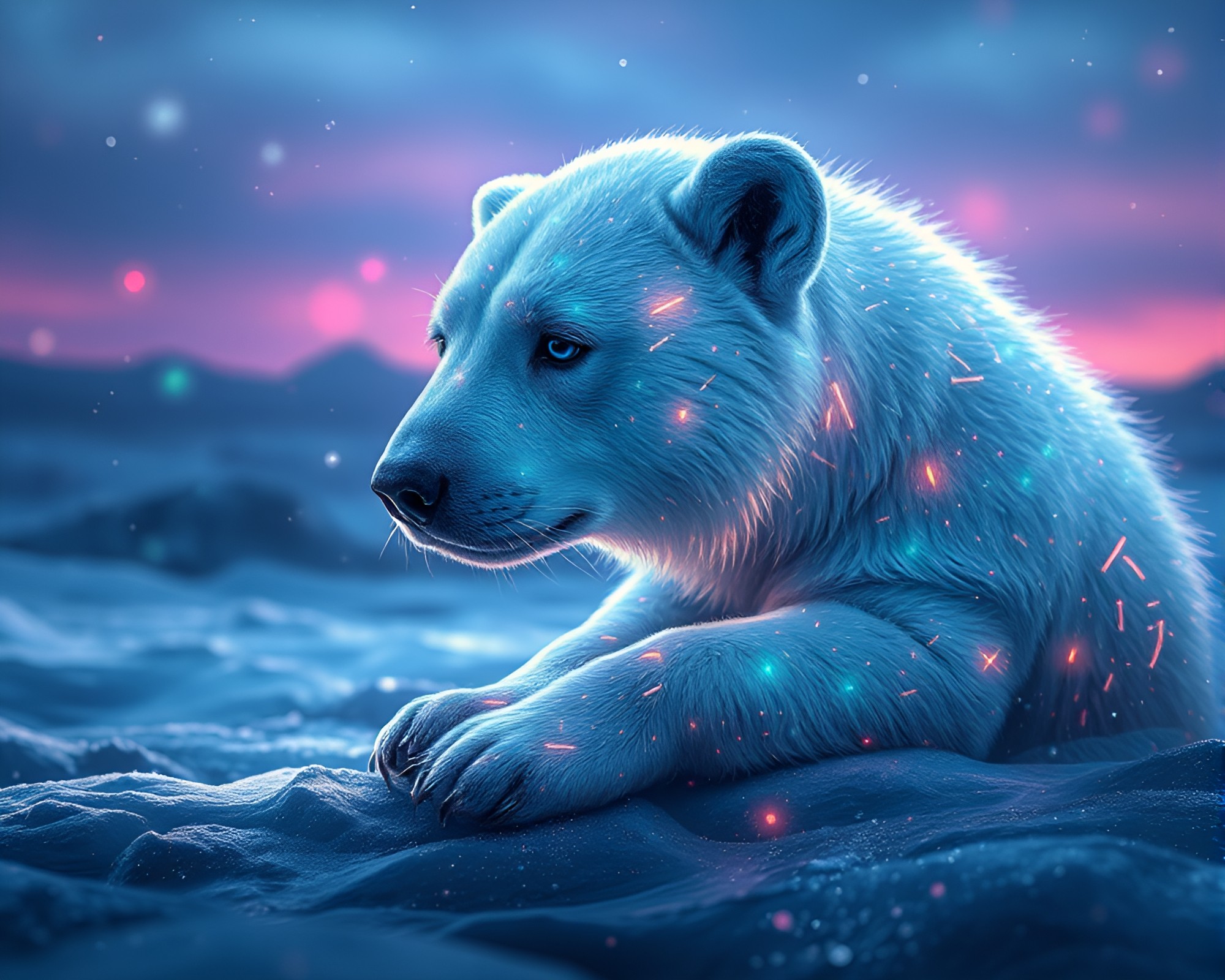 Futuristic Holographic Pet in Polar Twilight Illustration – free AI stock image