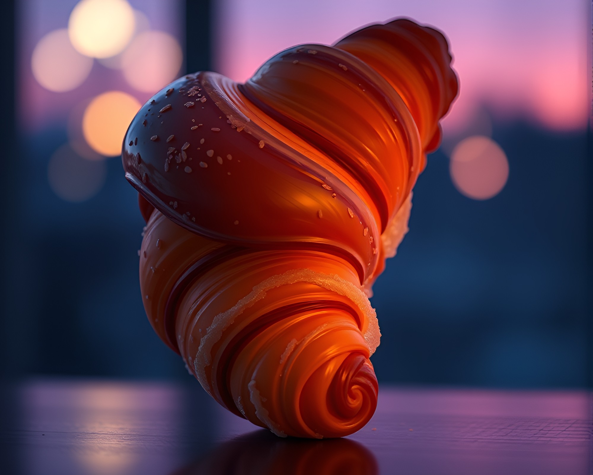Croissant Castle in Digital Twilight Hue – free AI stock image