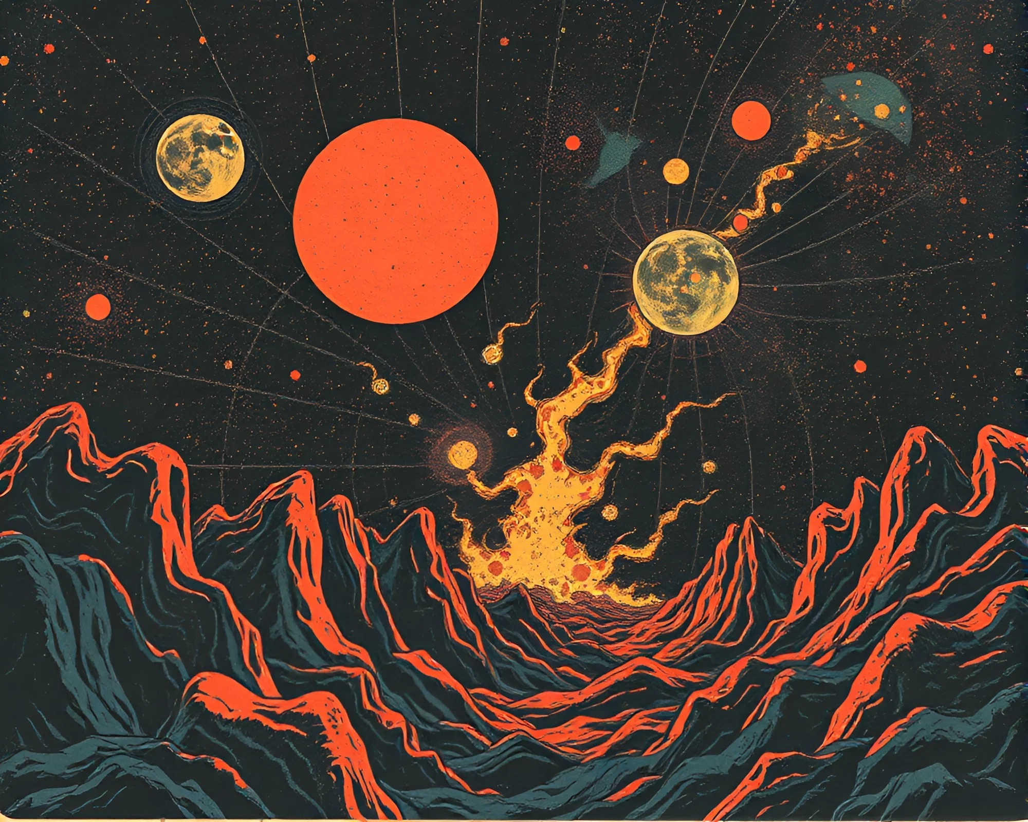 Eldritch Woodblock Cosmos Emergence