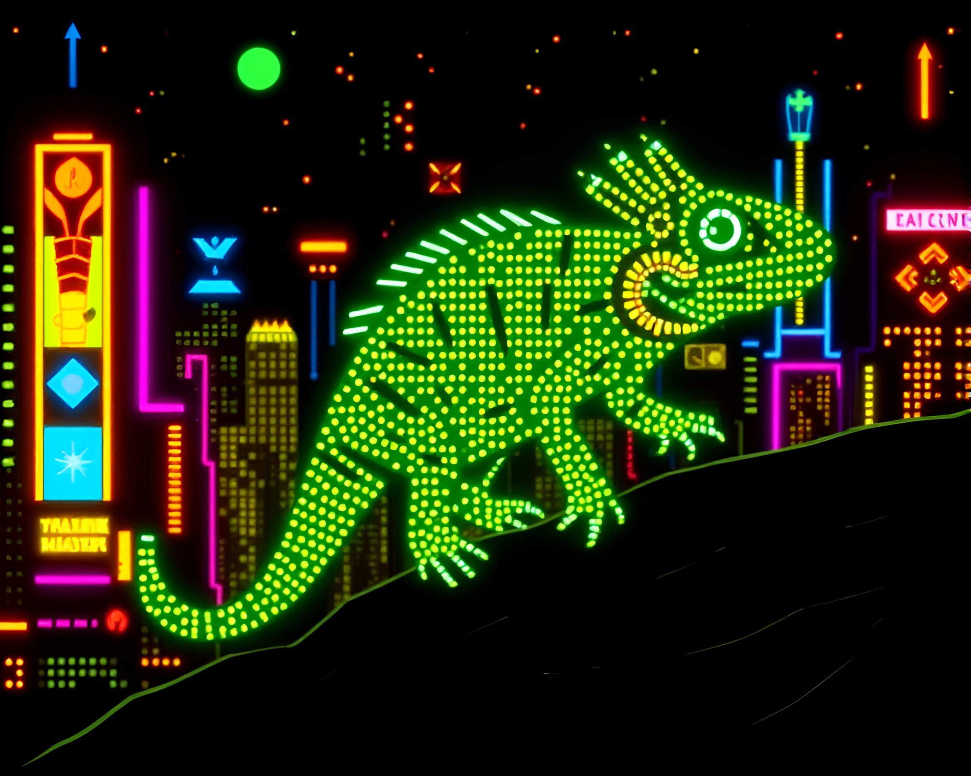 8-bit Armadillo Dances in Neon City – free AI stock image