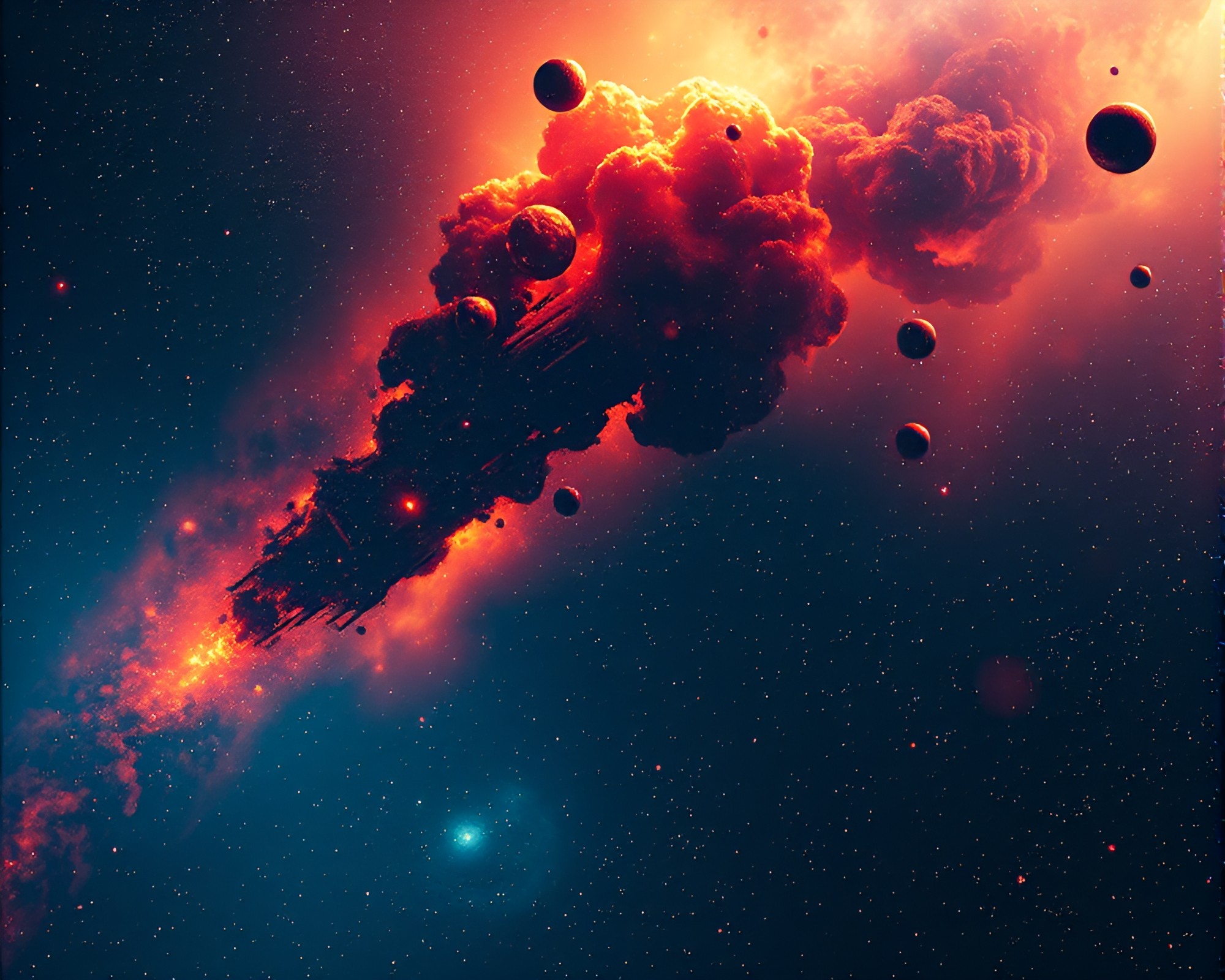 Satellite Orbit Galaxy in Divisionism Art Style – free AI stock image
