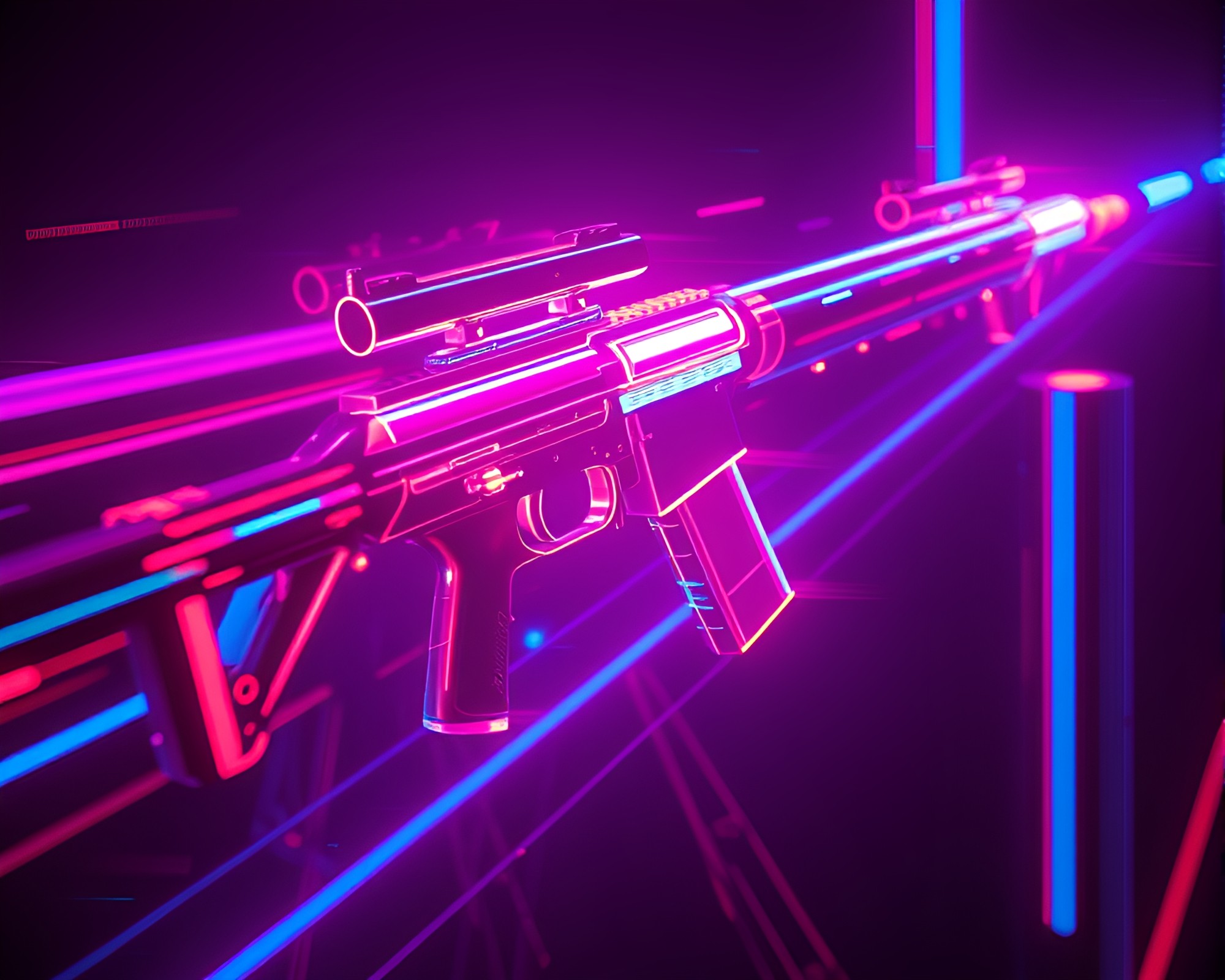 Fiber Optics Plasma Rifle with Retro Scanlines – free AI stock image