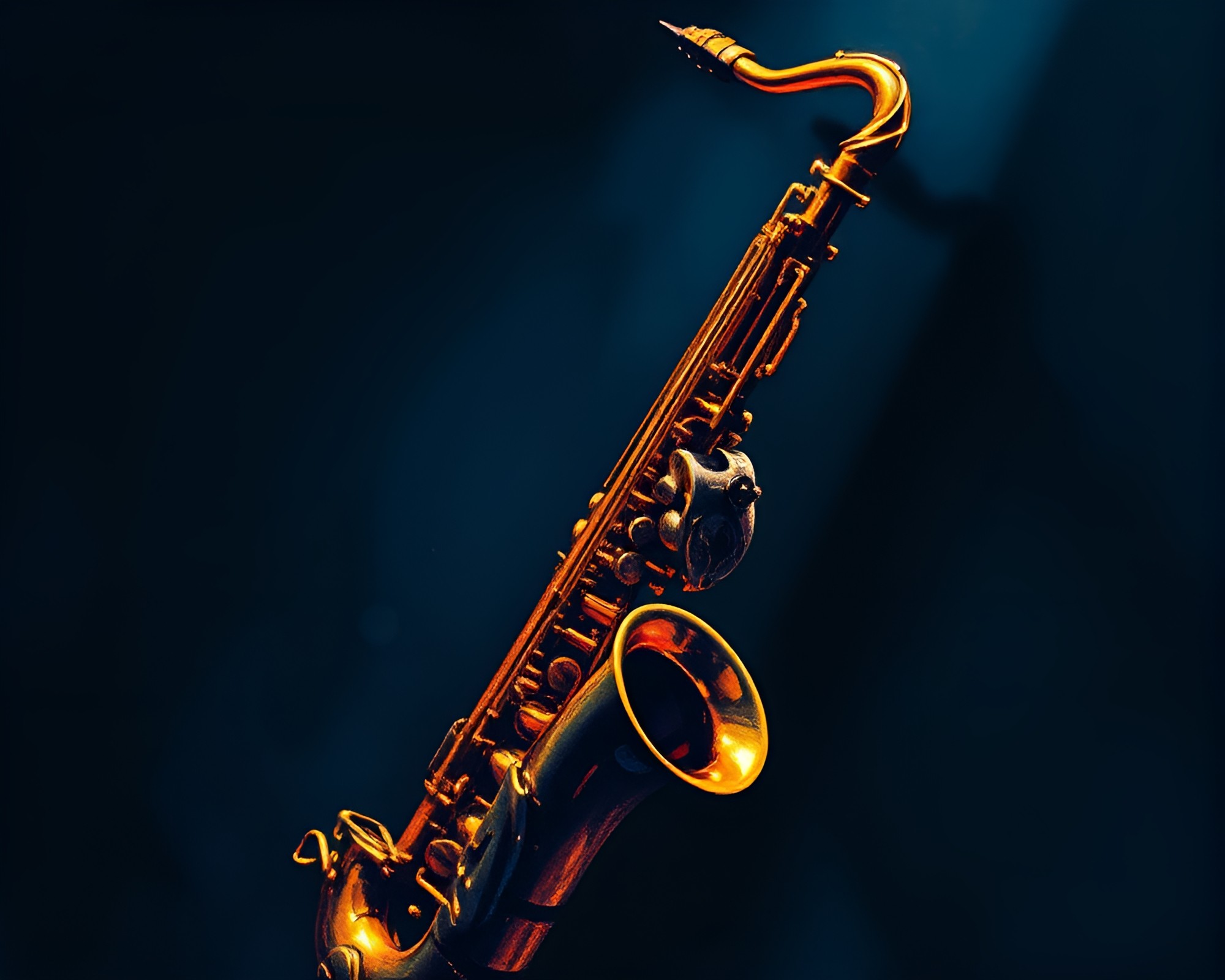 Ethereal Saxophone Serenade in Pixelated Egg Tempera – free AI stock image